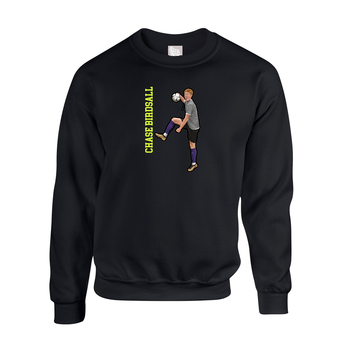 Fleece Crew — Name Vertical in Black
