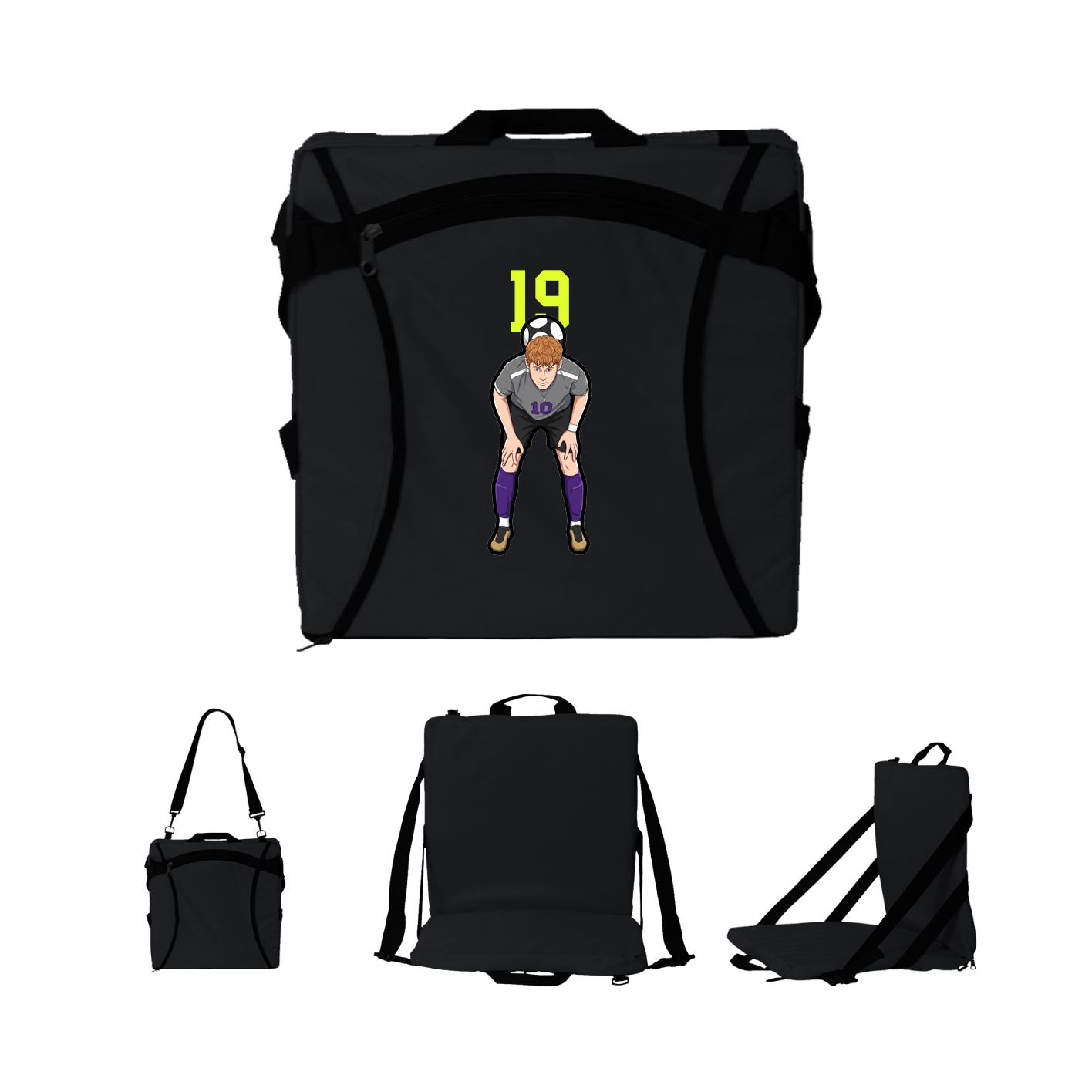 Folding Stadium Seat — Number Top in Black
