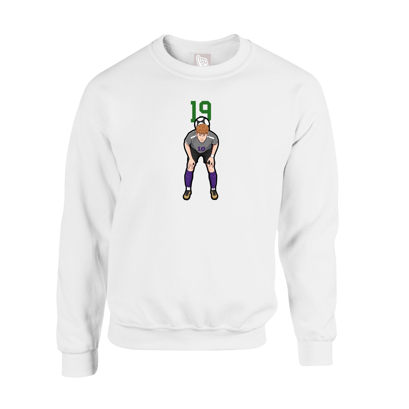 Fleece Crew — Number Top in White