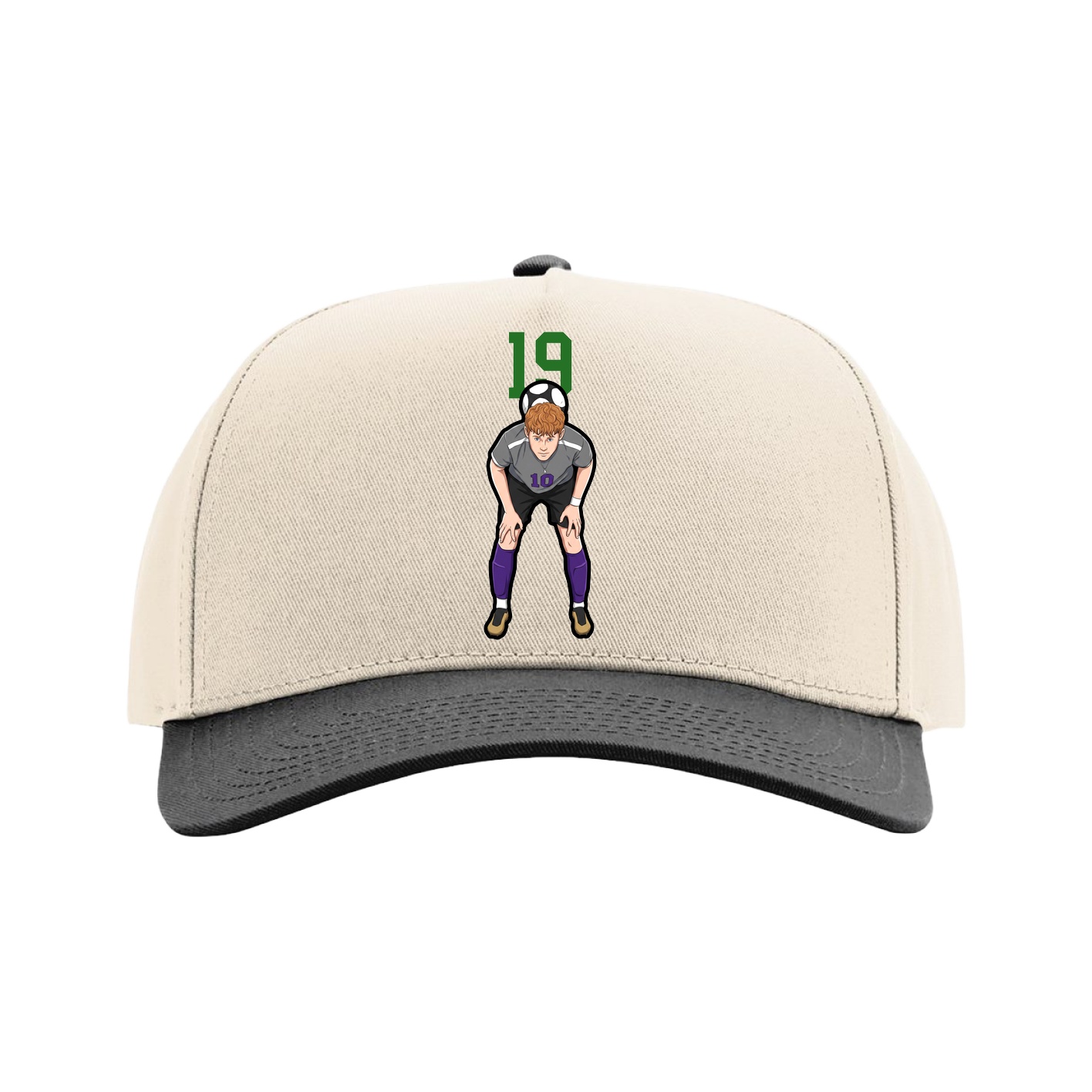 Full Fabric Five-Panel Champ Cap — Number Top in Cream/Black