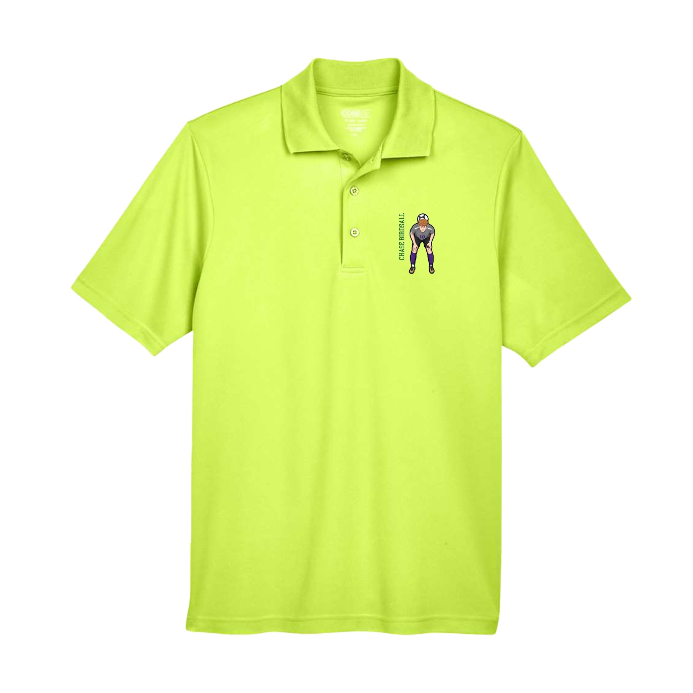 Performance Polo — Name Vertical in Yellow