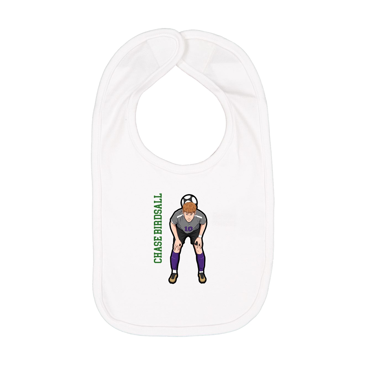 Infant Bib — Name Vertical in White