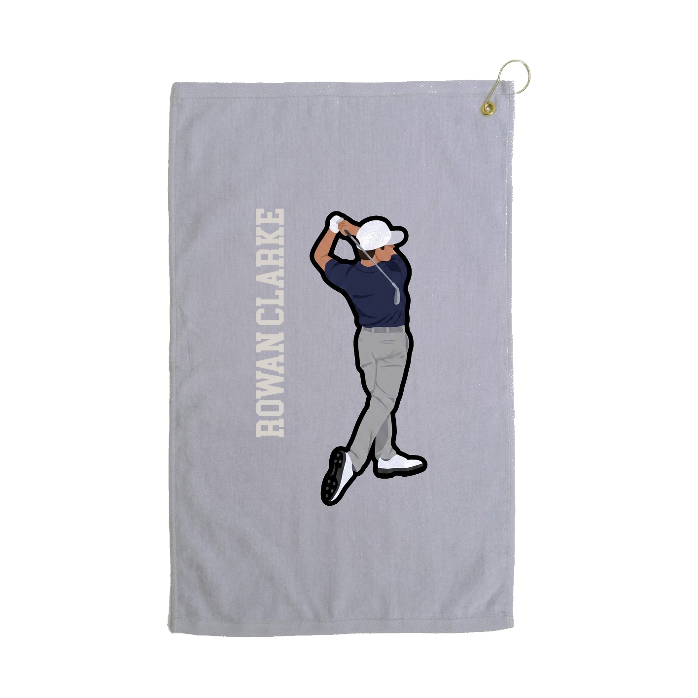 Golf Towel — Name Vertical in Grey