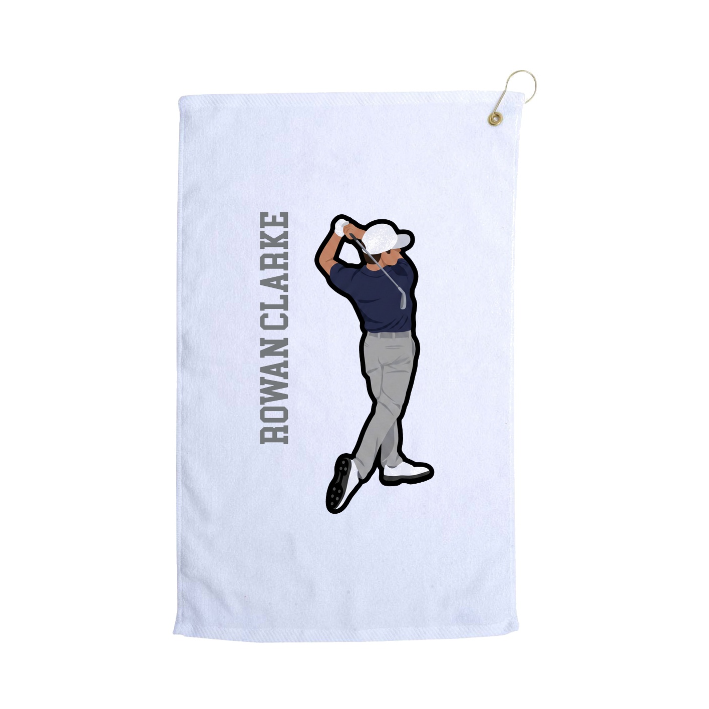 Golf Towel — Name Vertical in White