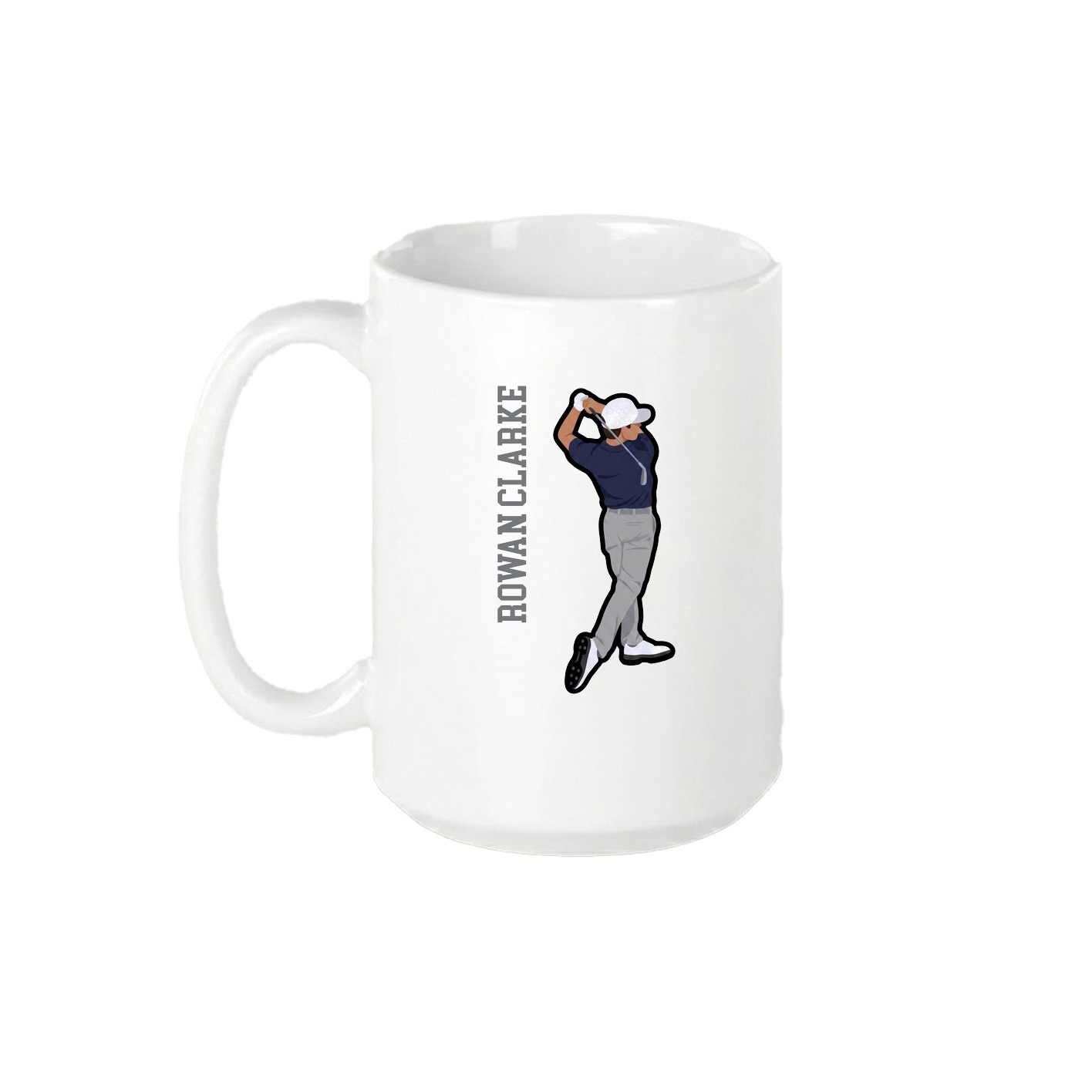15oz Coffee Mug — Name Vertical in White