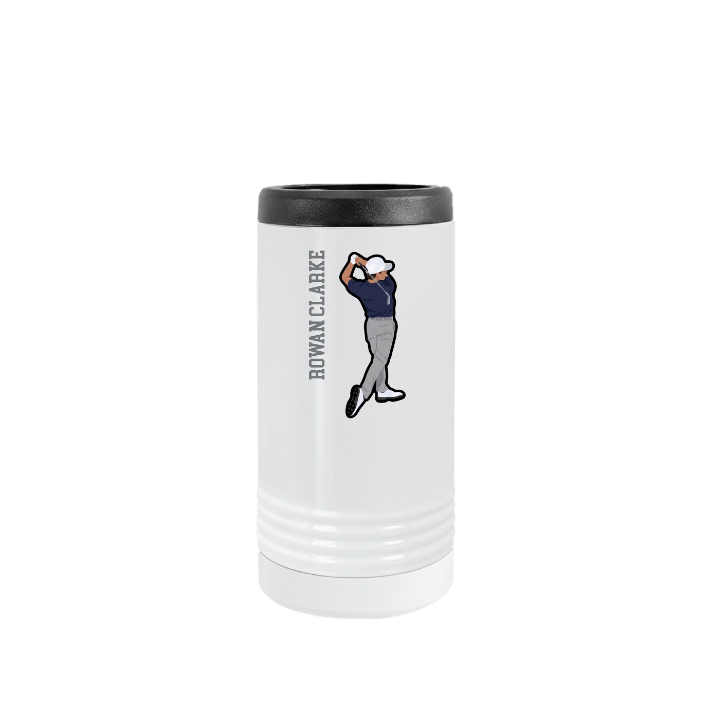 Slim Beverage Holder — Name Vertical in White