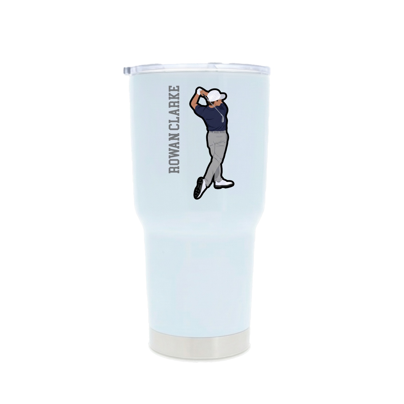 30oz Stainless Steel Tumbler — Name Vertical in White