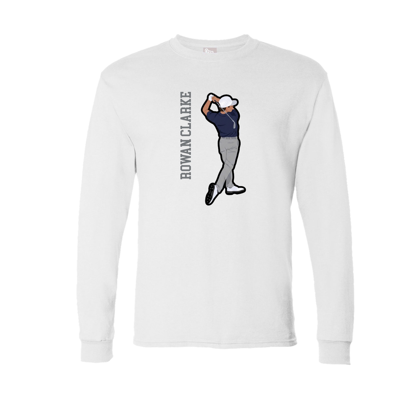 Long Sleeve Tee — Name Vertical in White