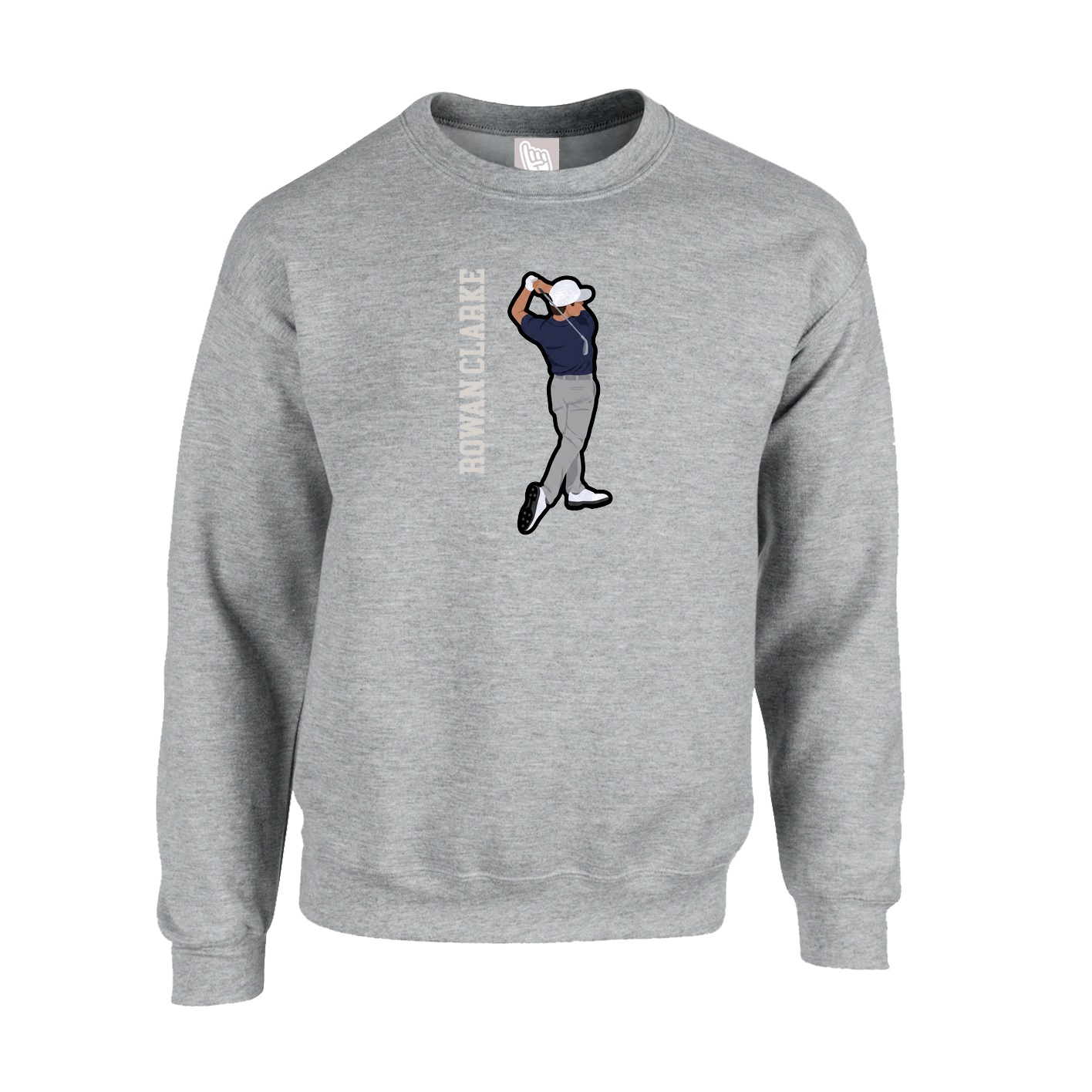 Fleece Crew — Name Vertical in Grey