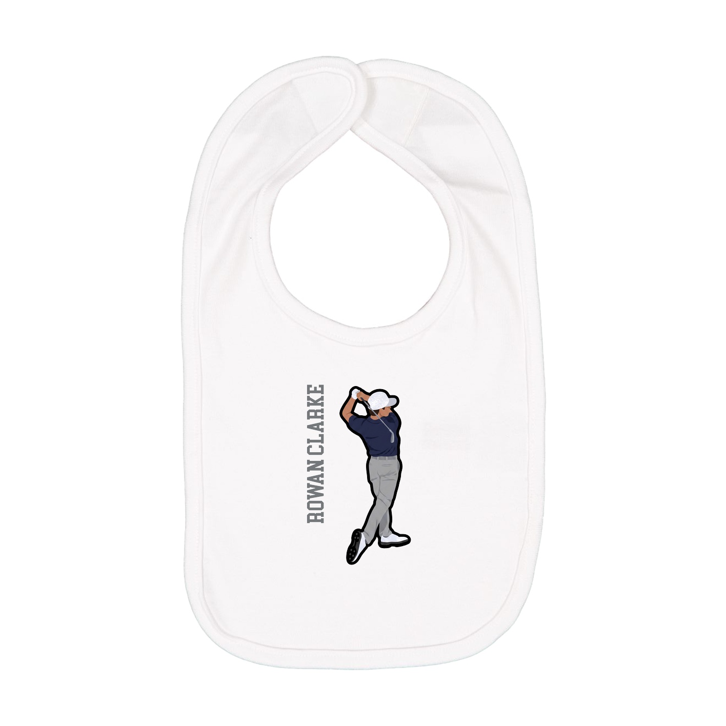 Infant Bib — Name Vertical in White