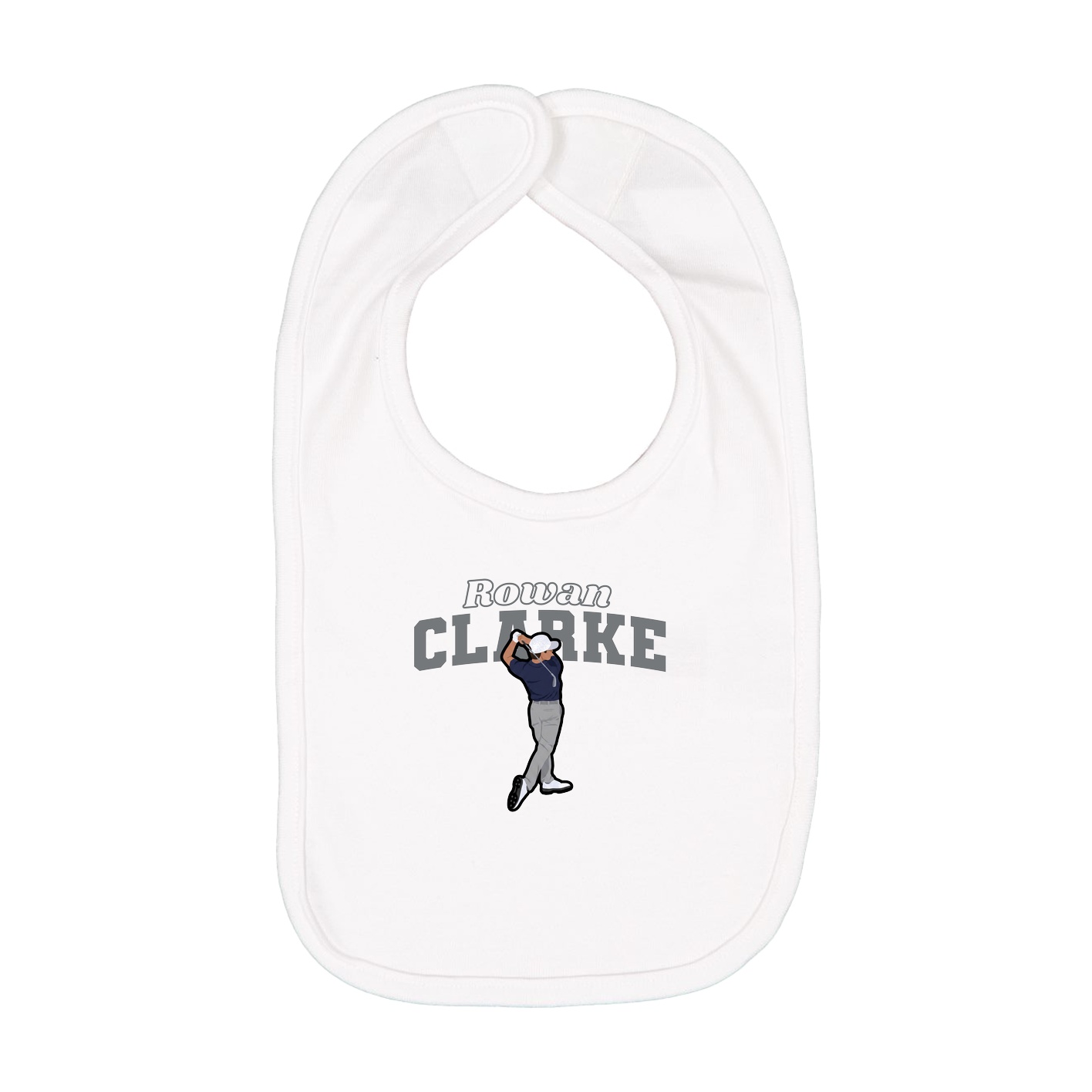 Infant Bib — Name Arch in White