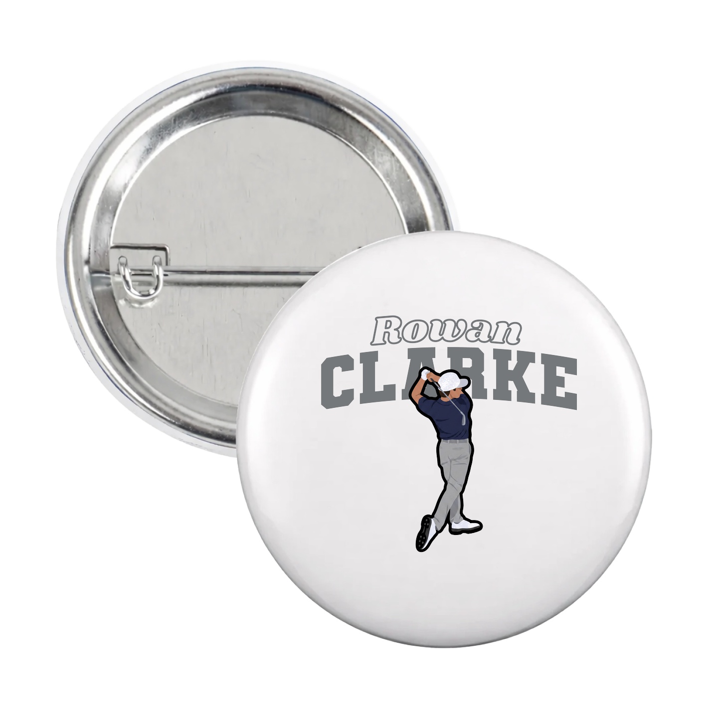 Game Day Button — Name Arch in White