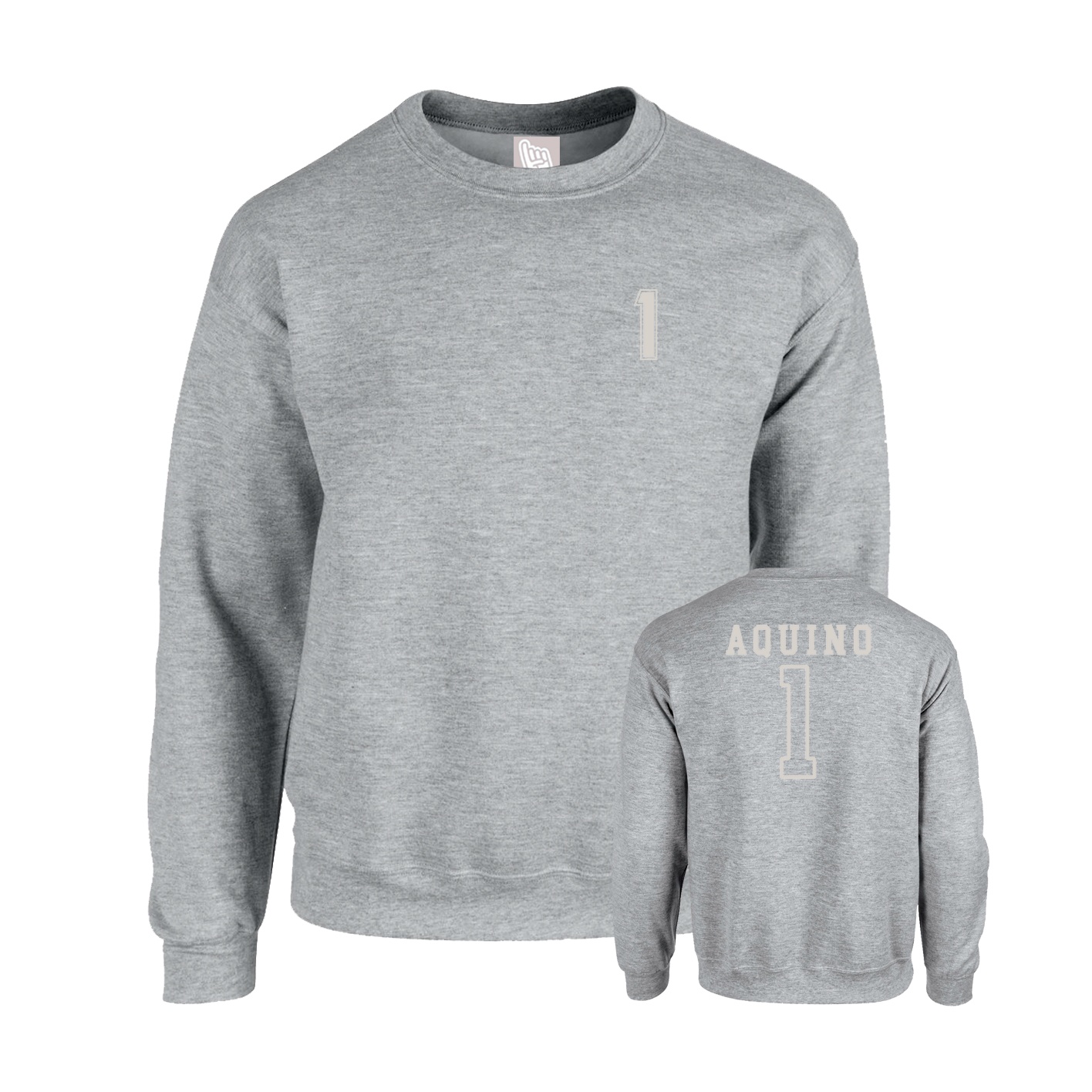 Fleece Crew — Chest Back in Grey