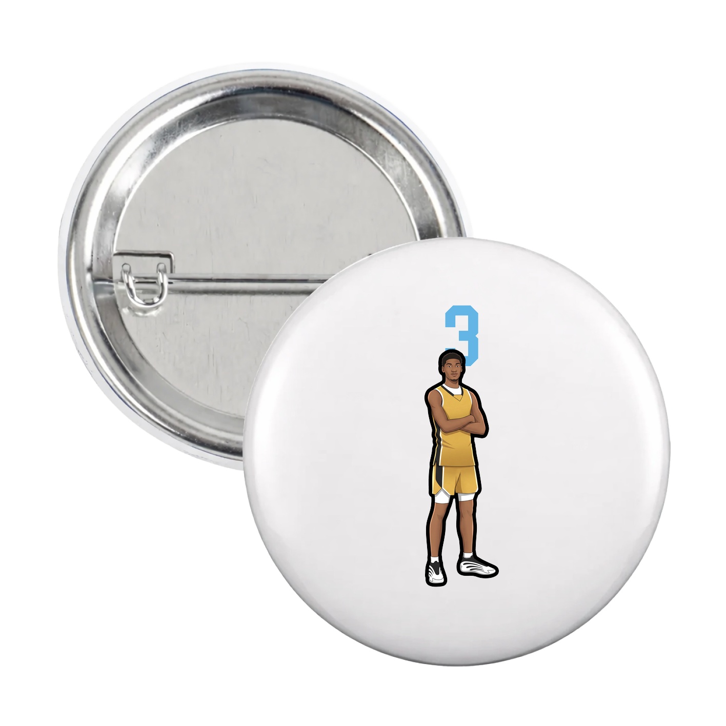 Game Day Button — Number Top in White