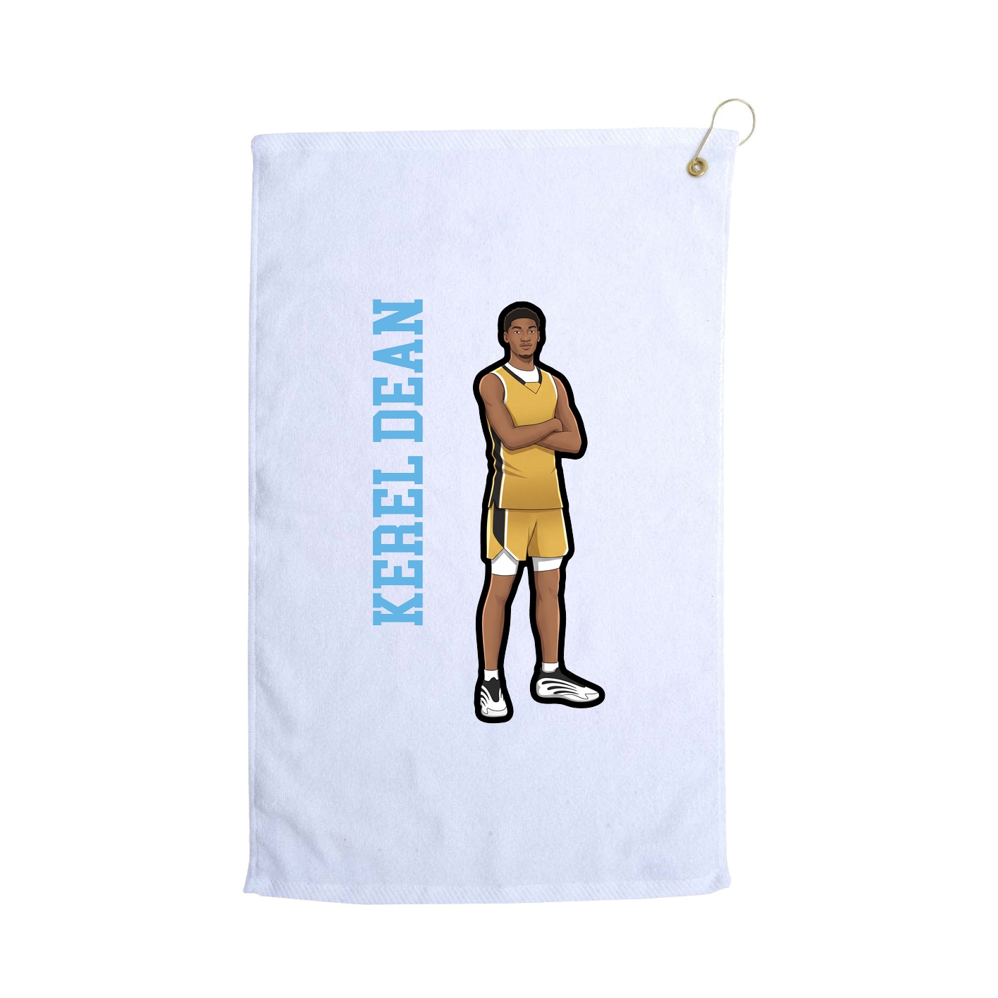 Golf Towel — Name Vertical in White