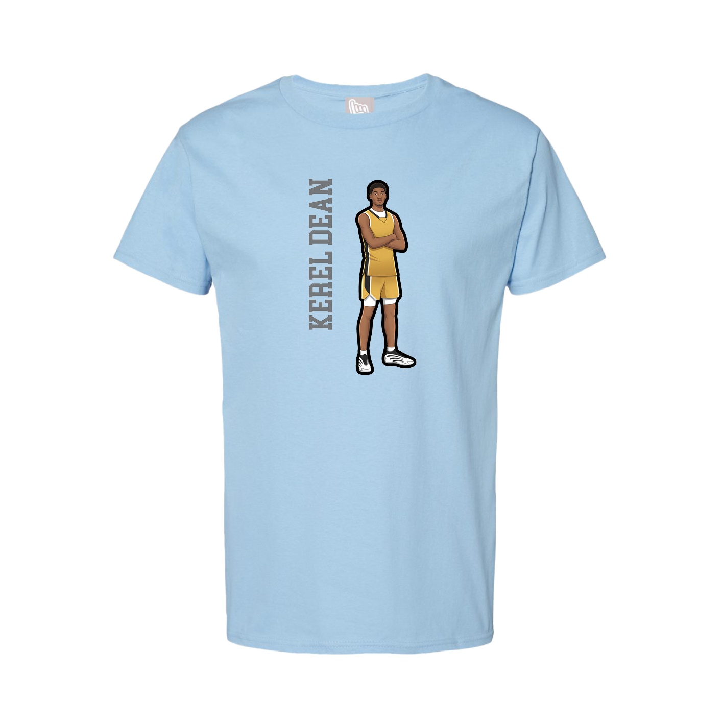 Youth Tee — Name Vertical in Light Blue