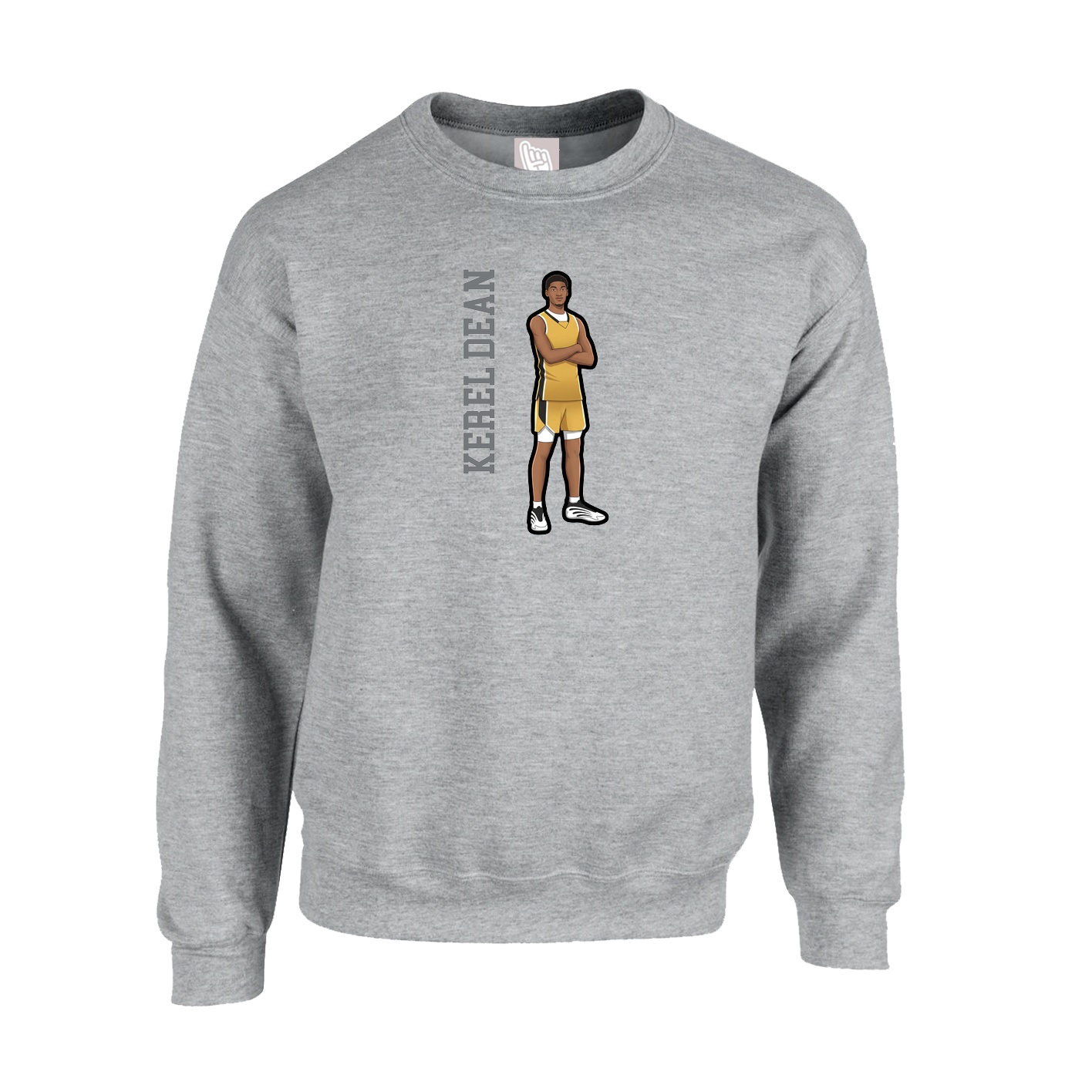 Fleece Crew — Name Vertical in Grey