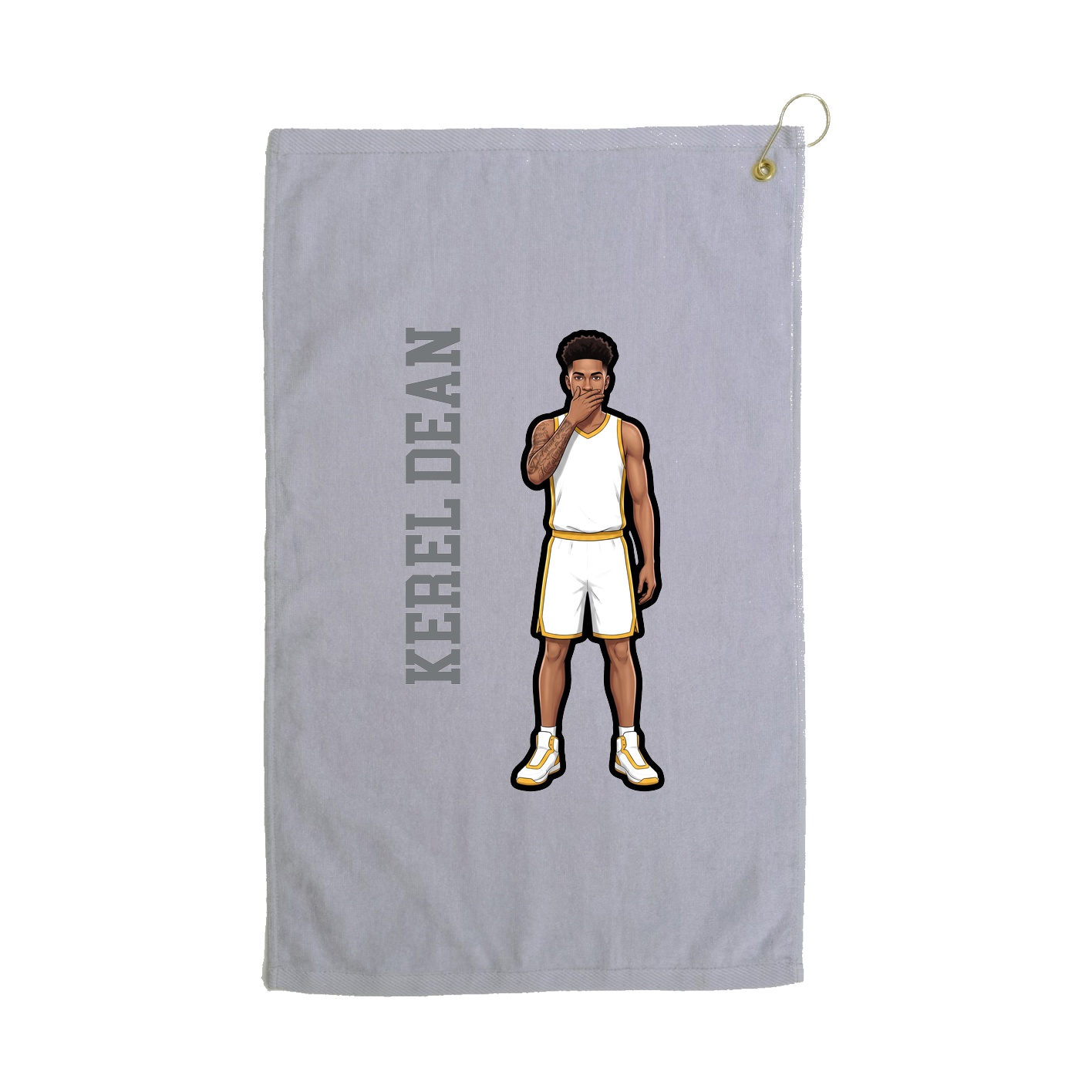 Golf Towel — Name Vertical in Grey