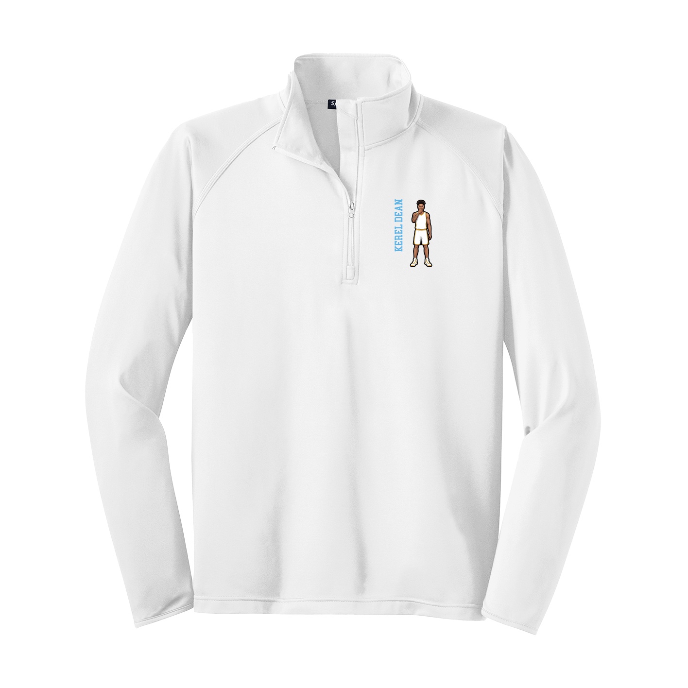 Q-Zip Pullover — Name Vertical in White