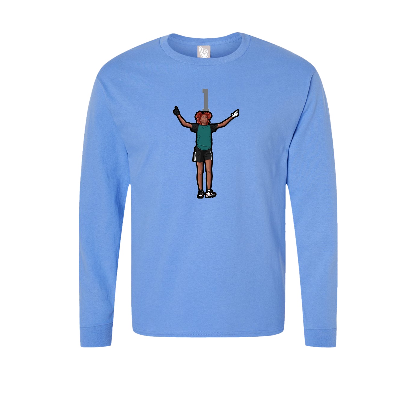 Long Sleeve Tee — Number Top in Powder Blue
