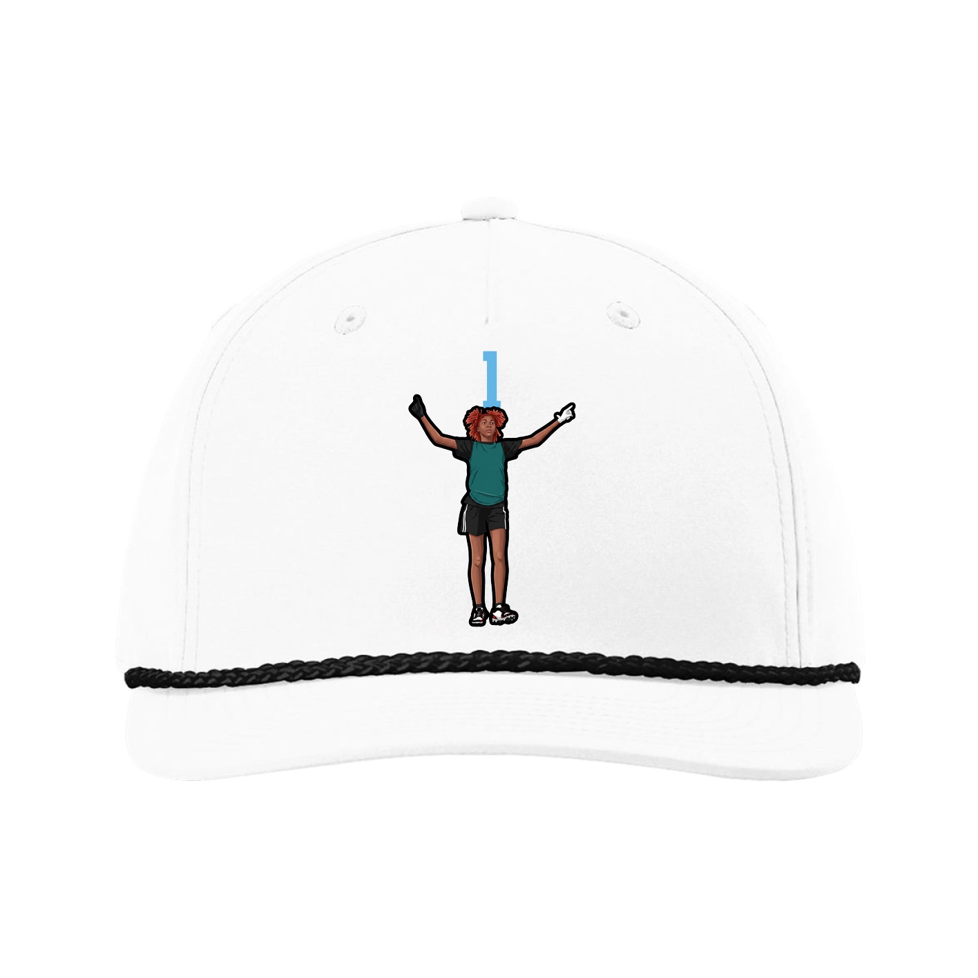 Five-Panel Classic Rope Cap — Number Top in White