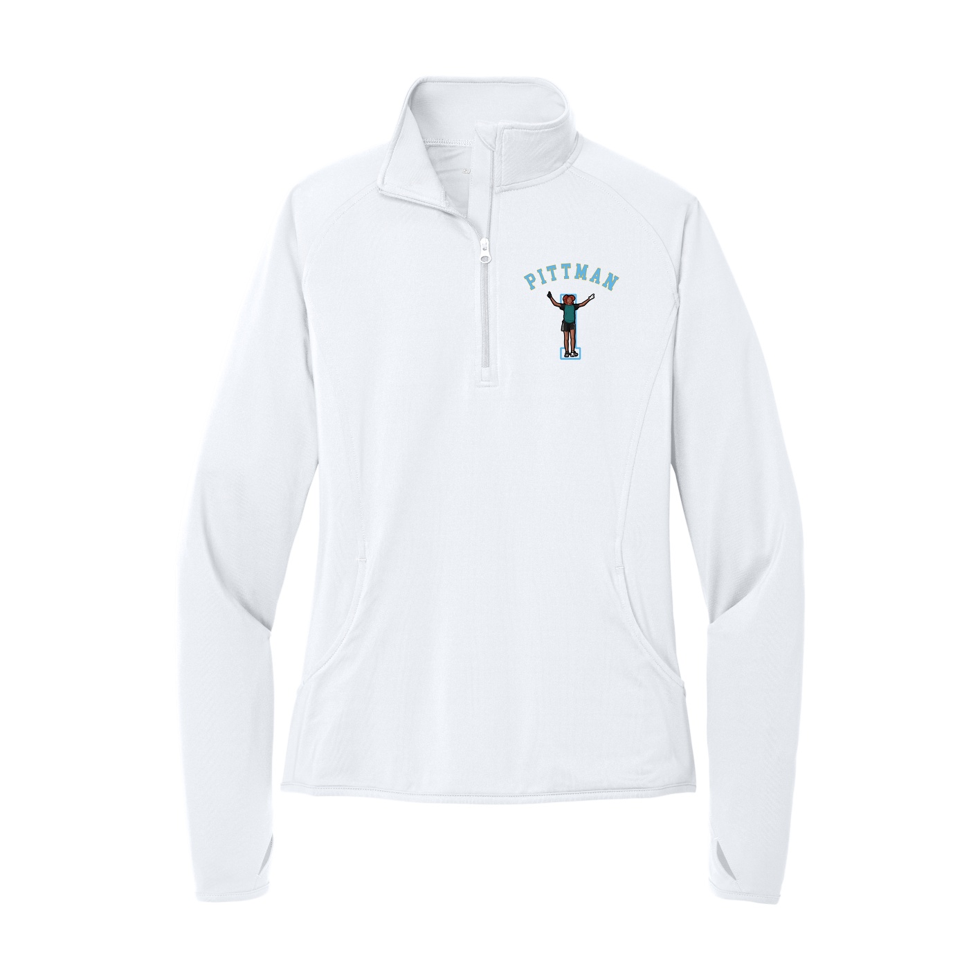 Women's Q-Zip Pullover — Shirsey Arch in White