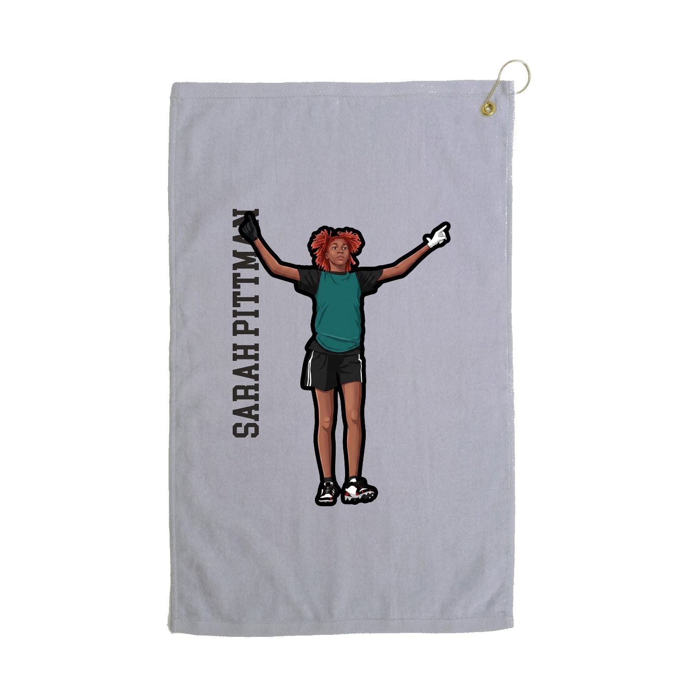 Golf Towel — Name Vertical in Grey
