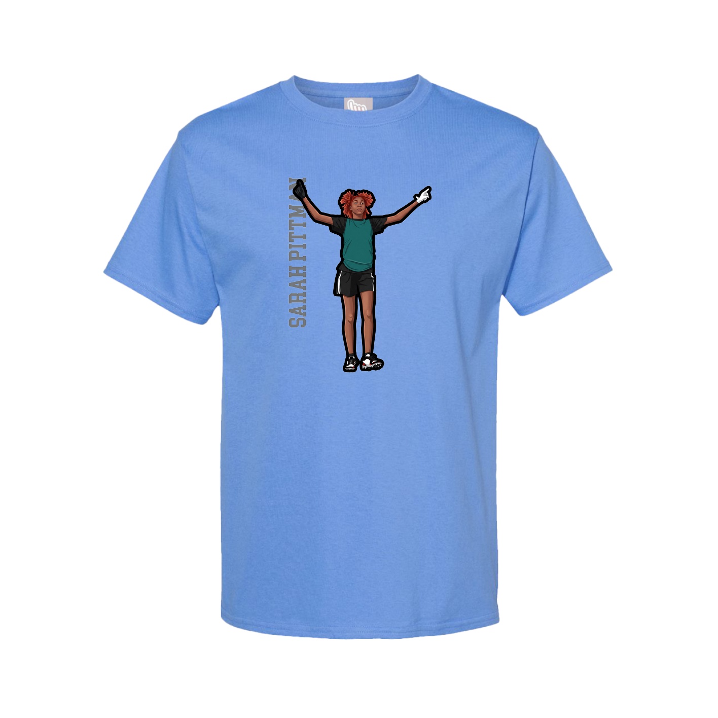 Tee — Name Vertical in Powder Blue