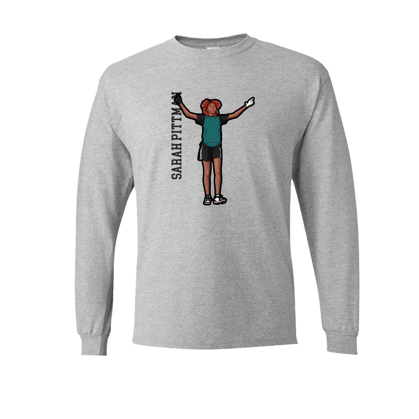 Long Sleeve Tee — Name Vertical in Grey