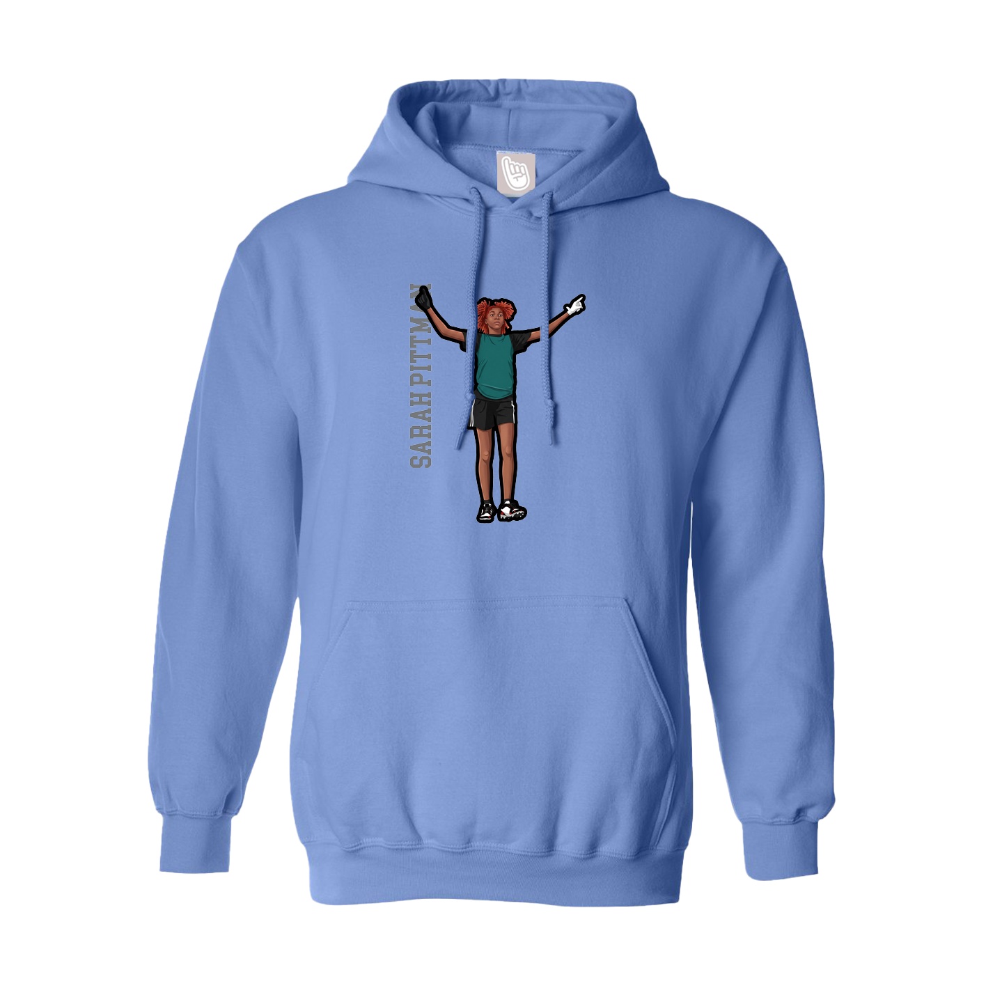 Youth Hoodie — Name Vertical in Powder Blue