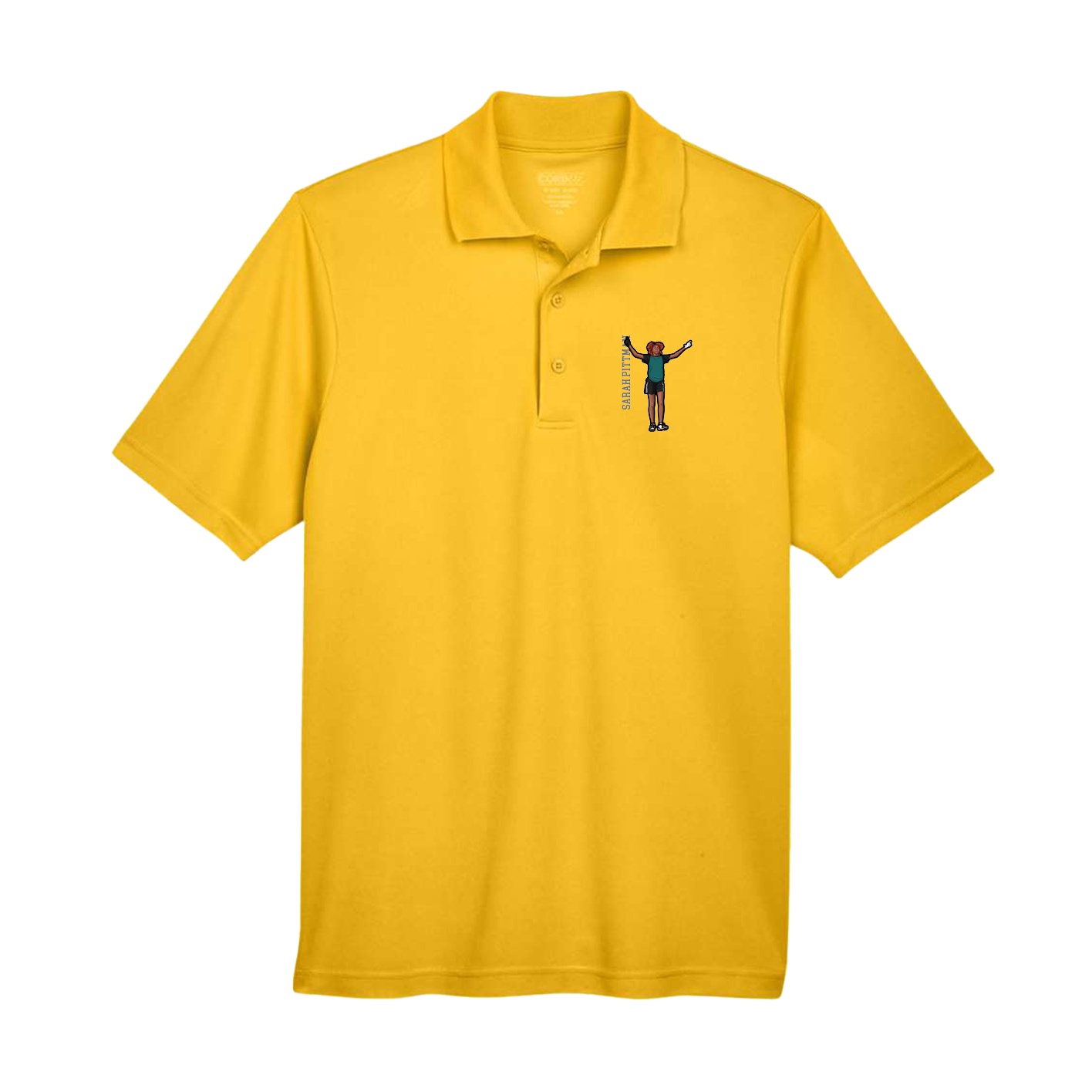 Performance Polo — Name Vertical in Gold