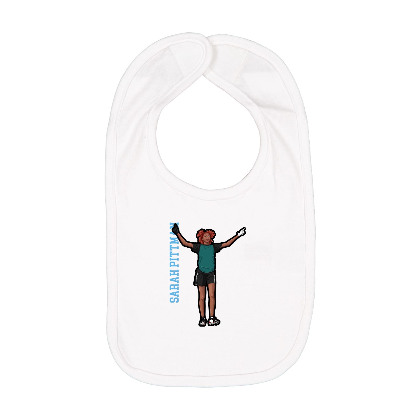 Infant Bib — Name Vertical in White