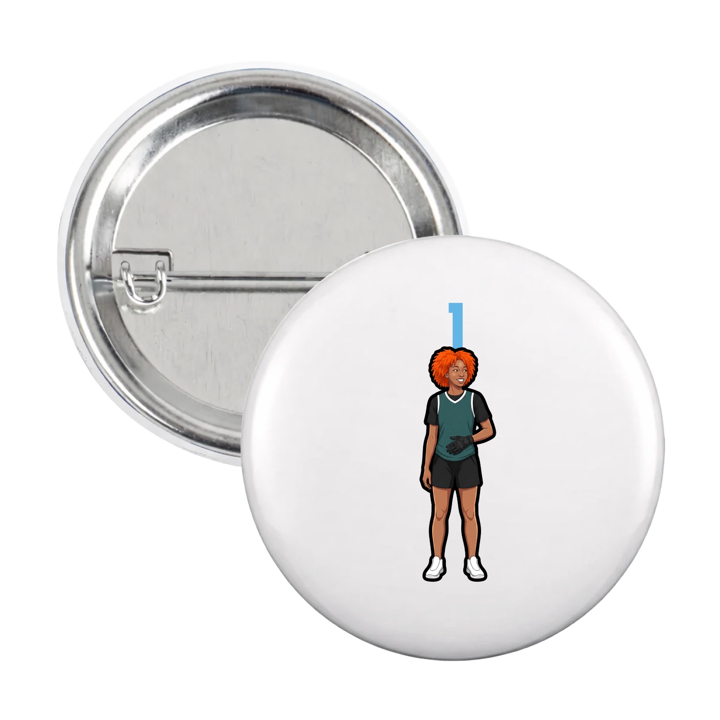 Game Day Button — Number Top in White