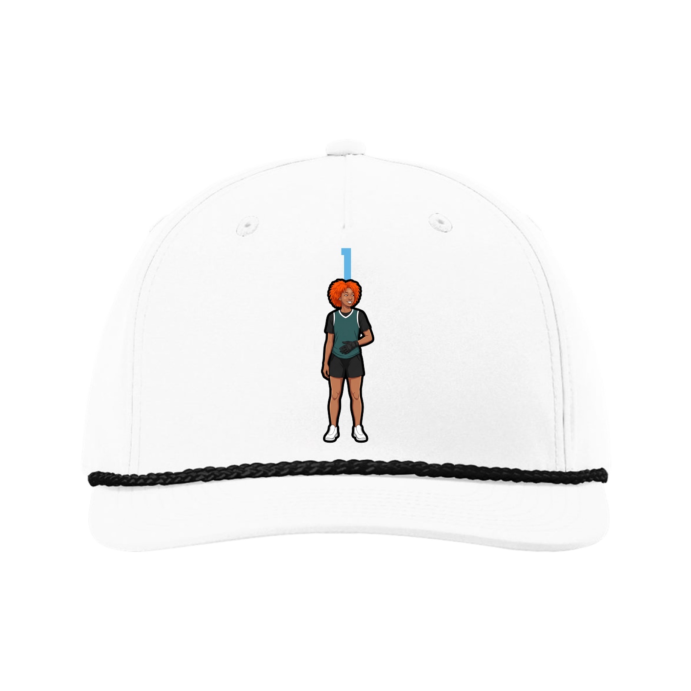 Five-Panel Classic Rope Cap — Number Top in White