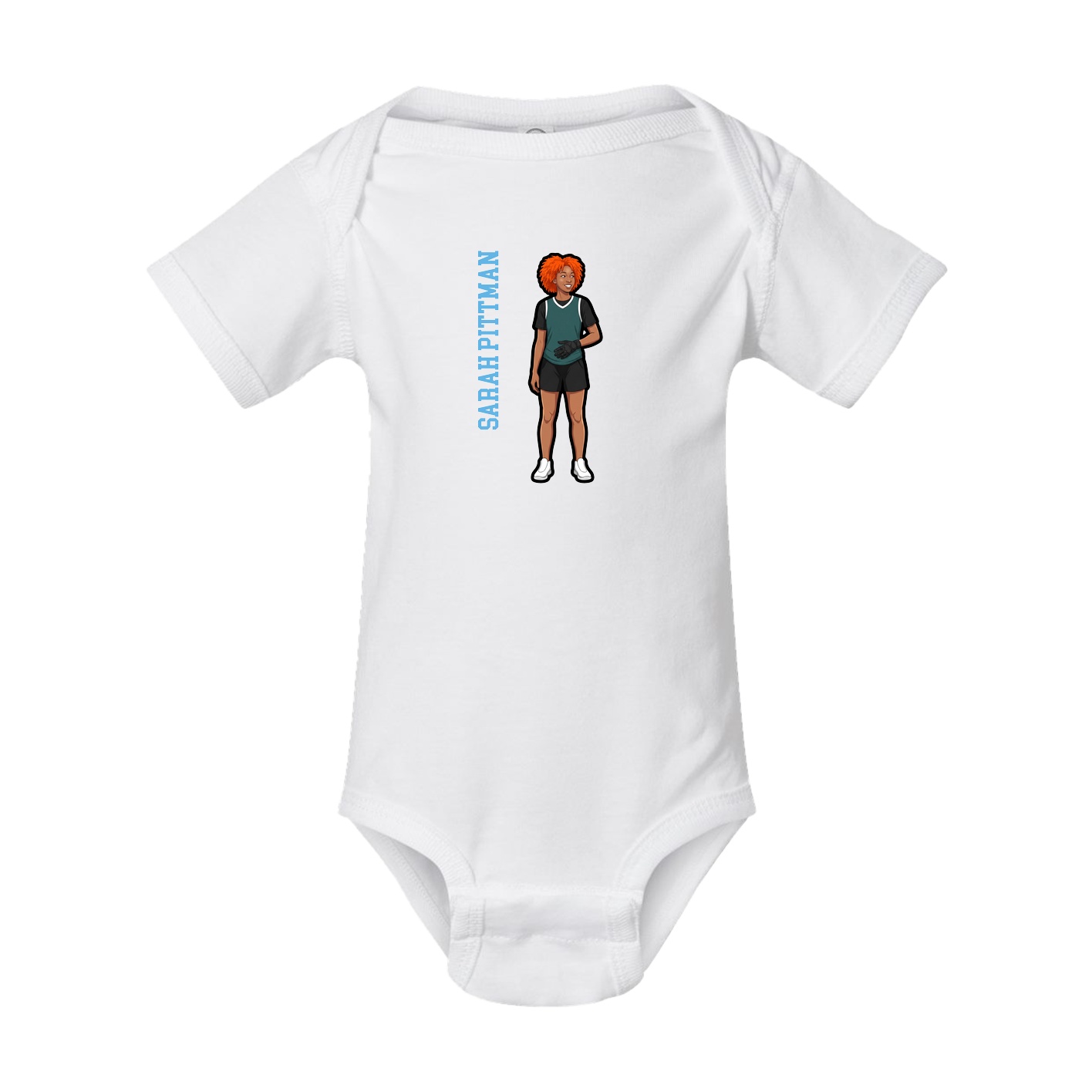 Baby Onesie — Name Vertical in White