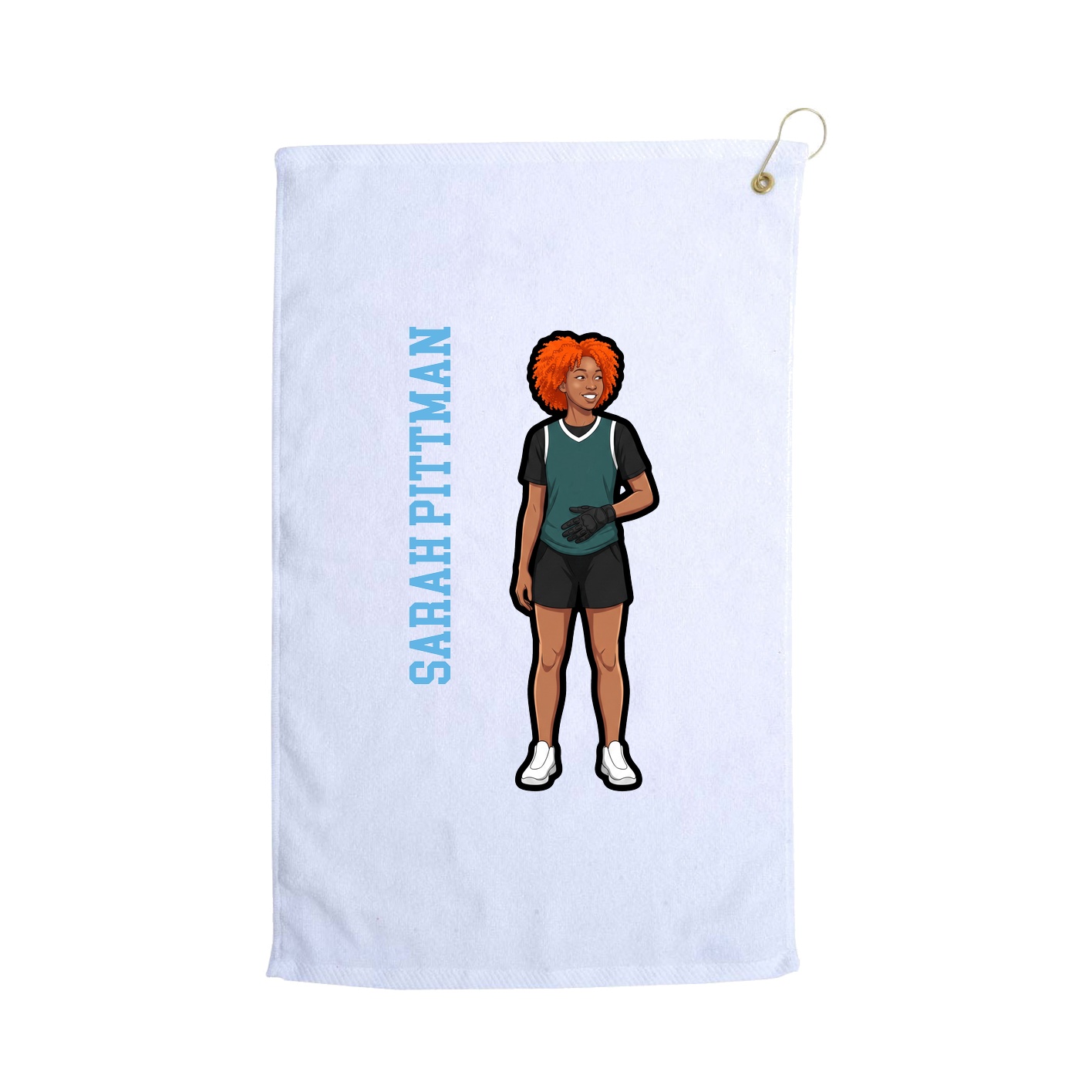 Golf Towel — Name Vertical in White