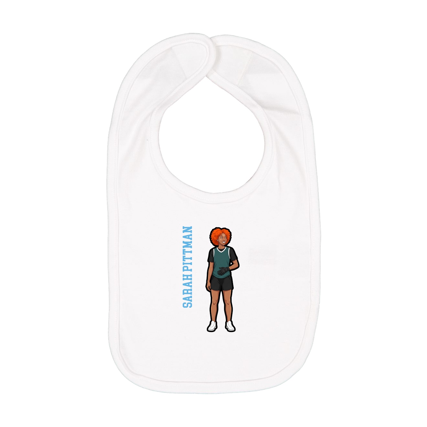 Infant Bib — Name Vertical in White
