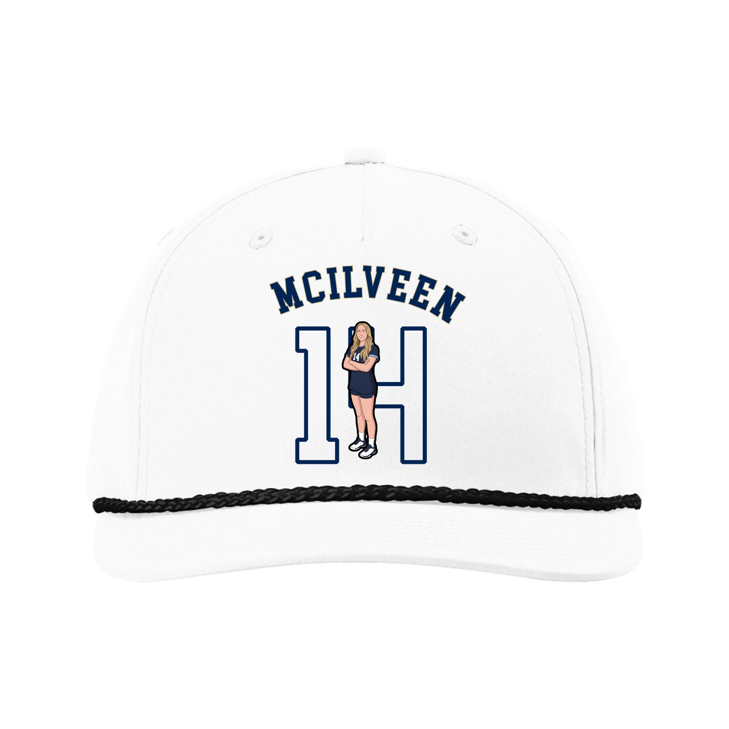 Five-Panel Classic Rope Cap — Shirsey Arch in White