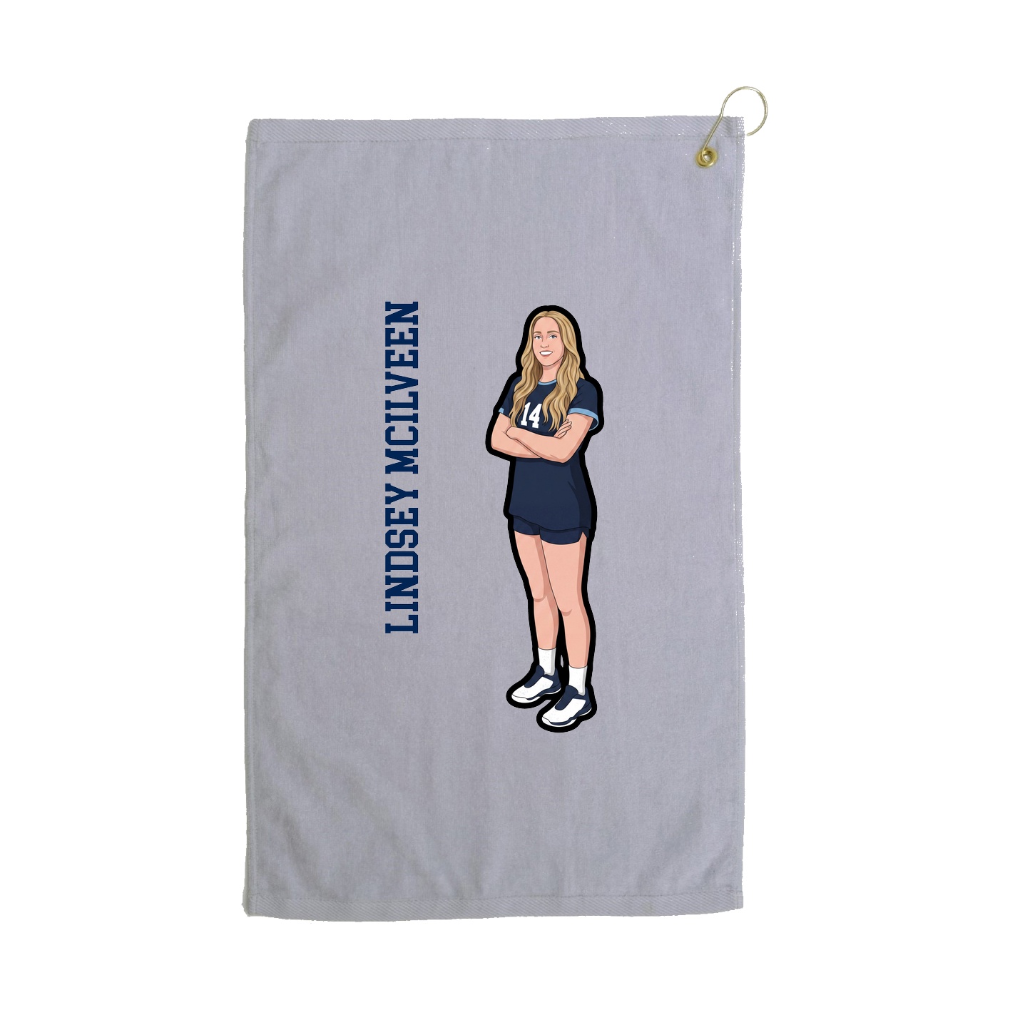 Golf Towel — Name Vertical in Grey
