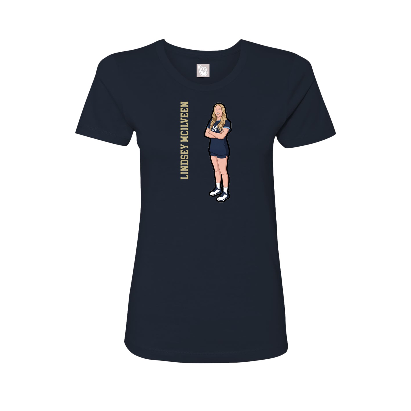 Fitted Women's Tee — Name Vertical in Navy