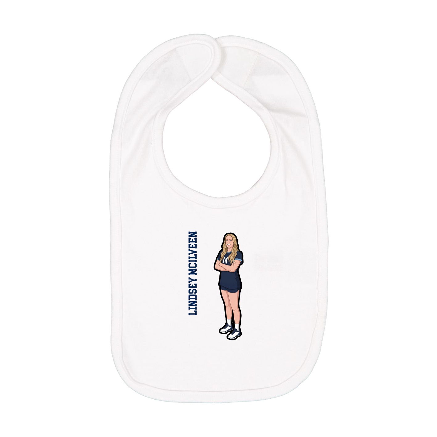 Infant Bib — Name Vertical in White