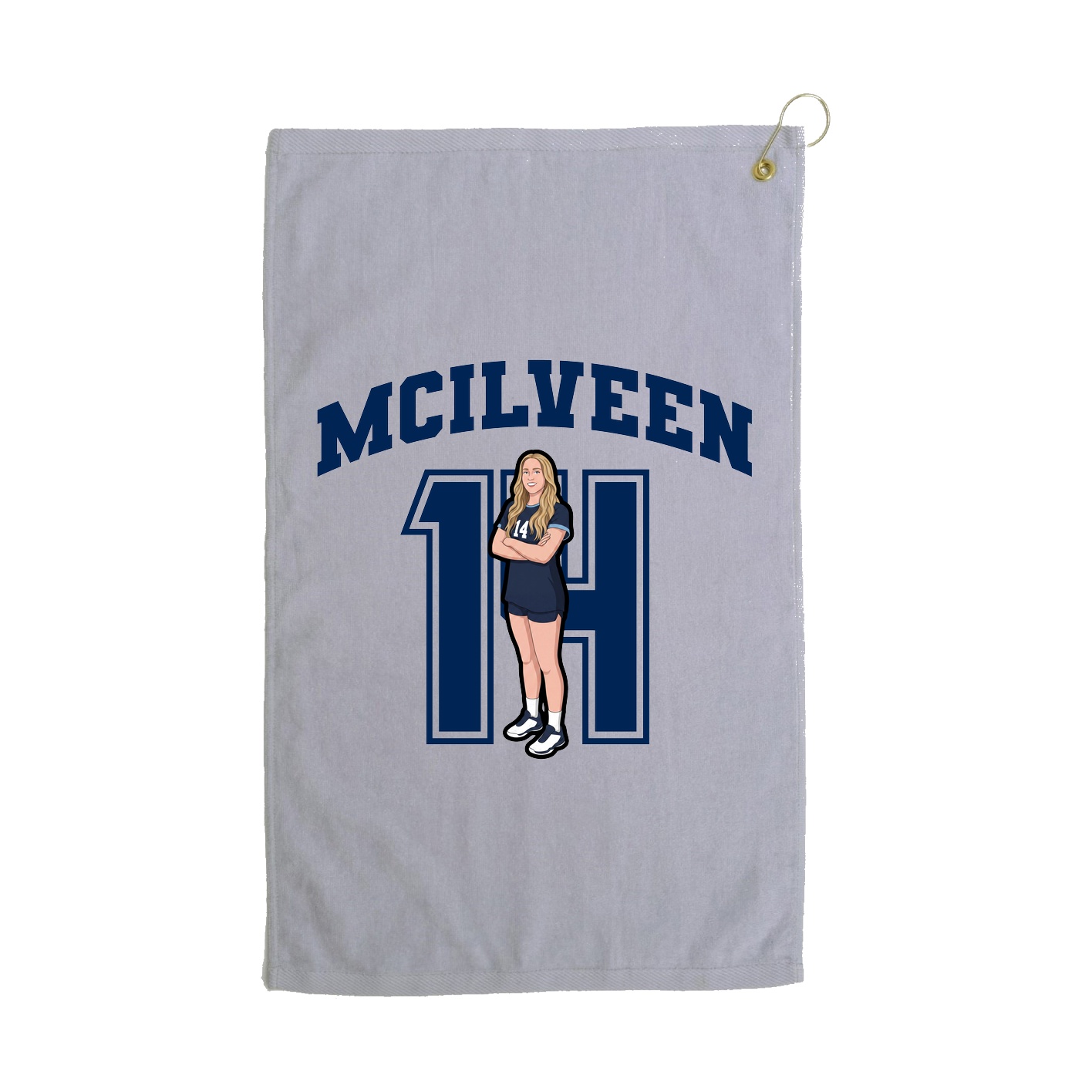 Golf Towel — Number in Grey