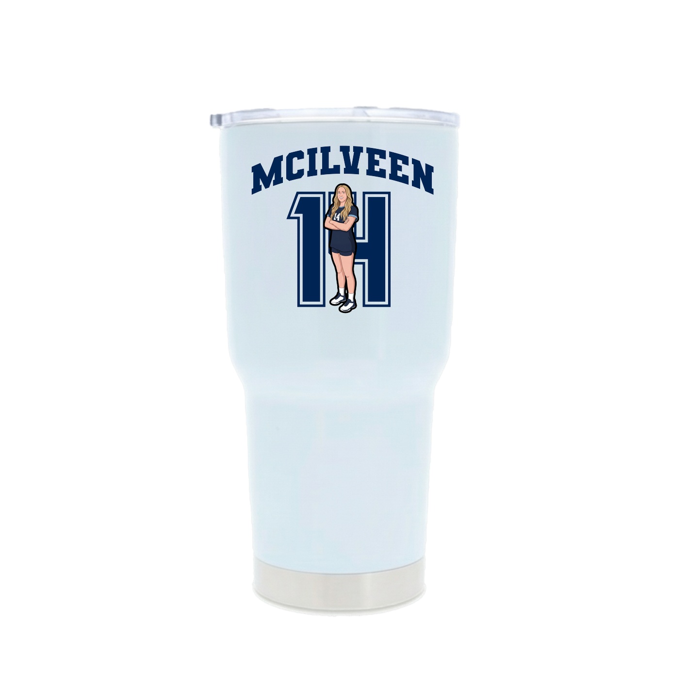 30oz Stainless Steel Tumbler — Number in White
