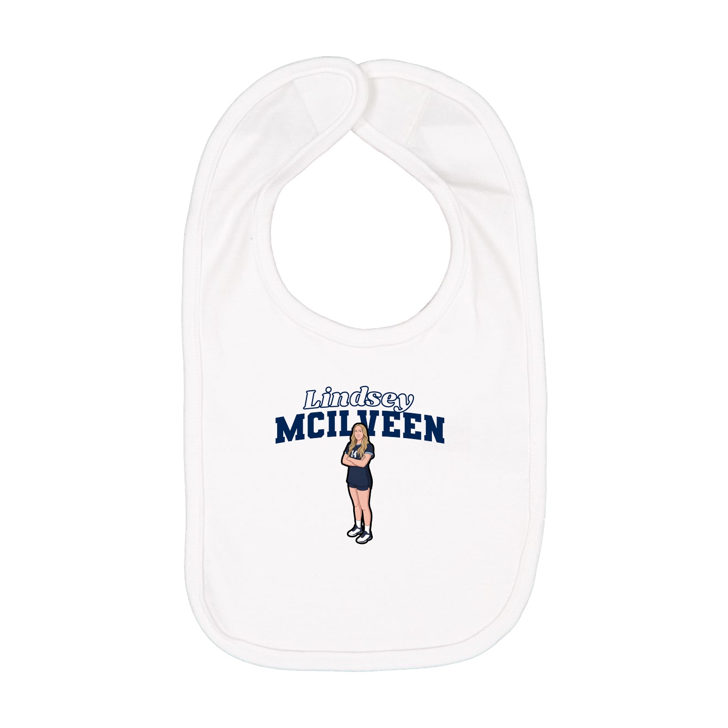 Infant Bib — Name Arch in White