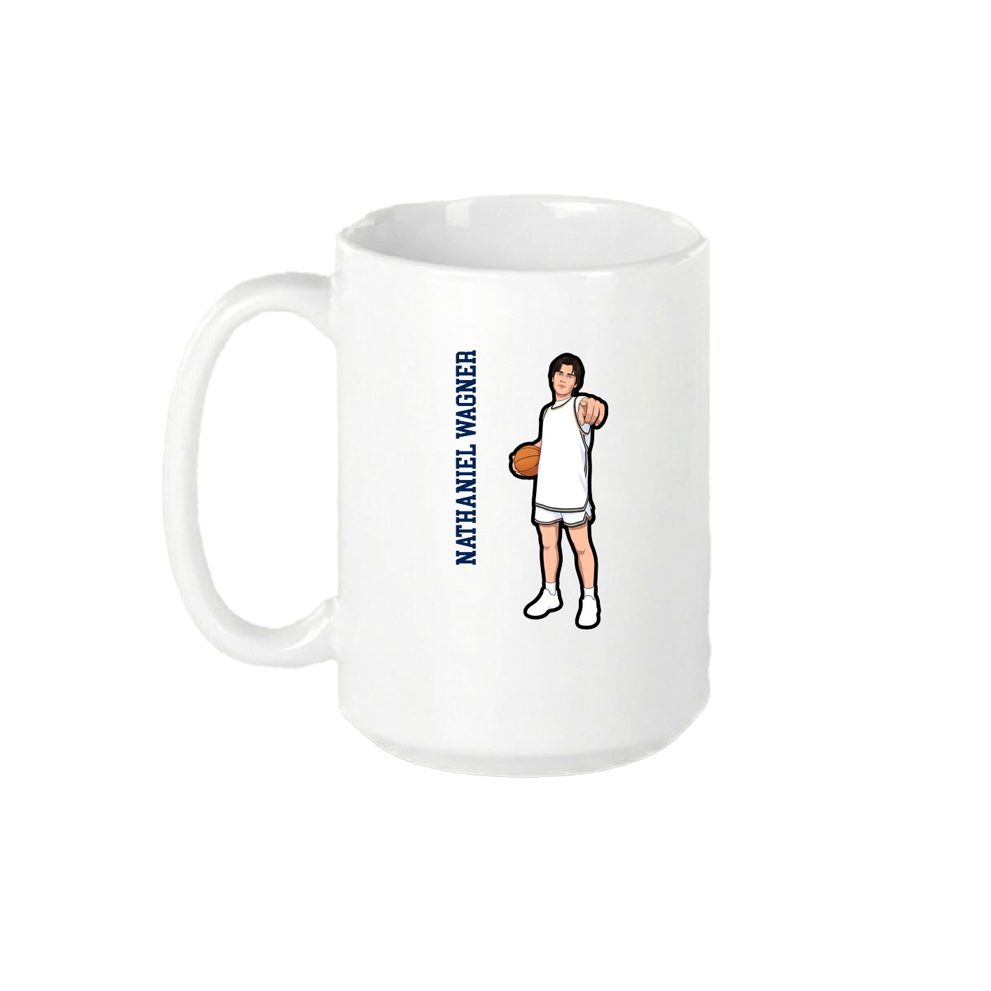 15oz Coffee Mug — Name Vertical in White