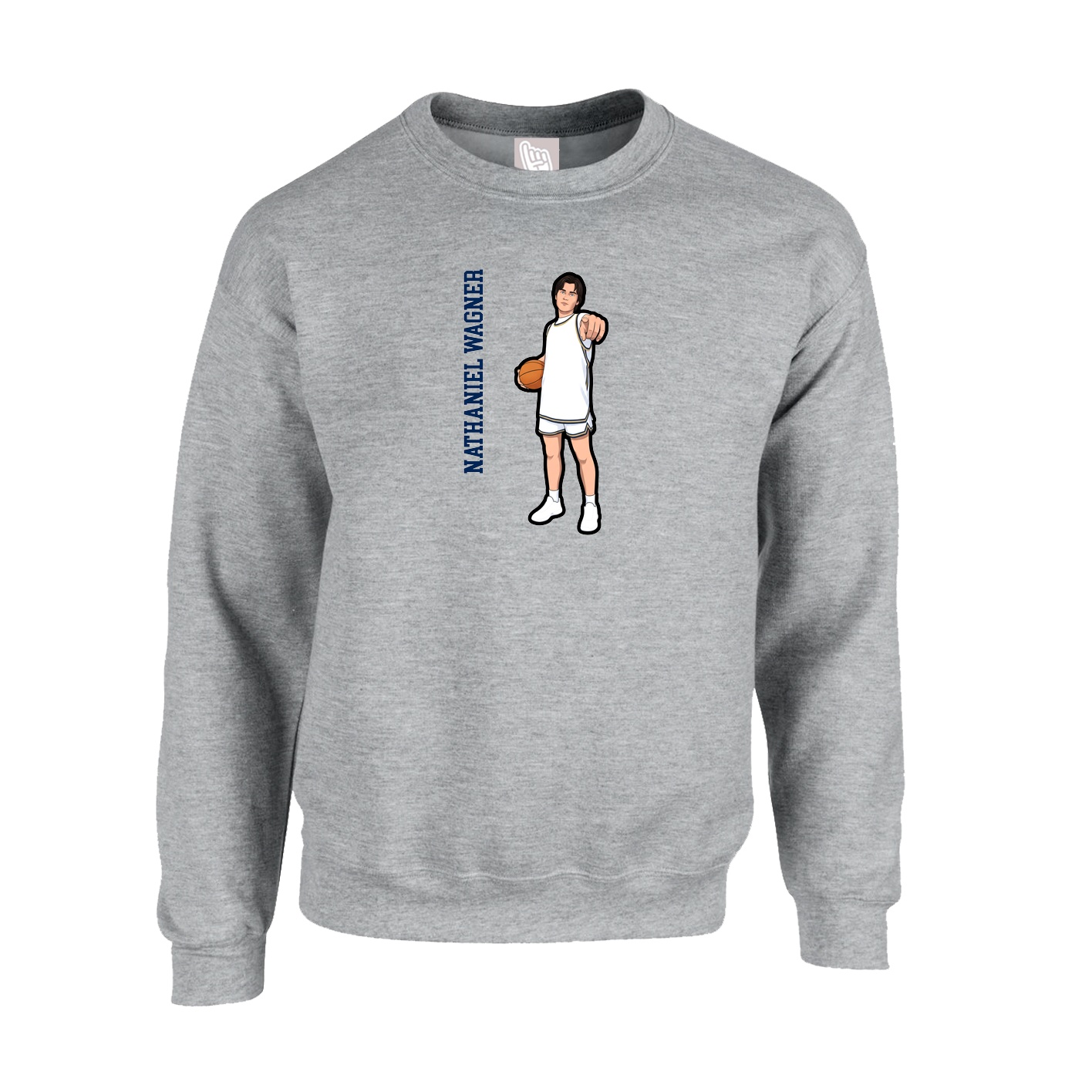 Fleece Crew — Name Vertical in Grey