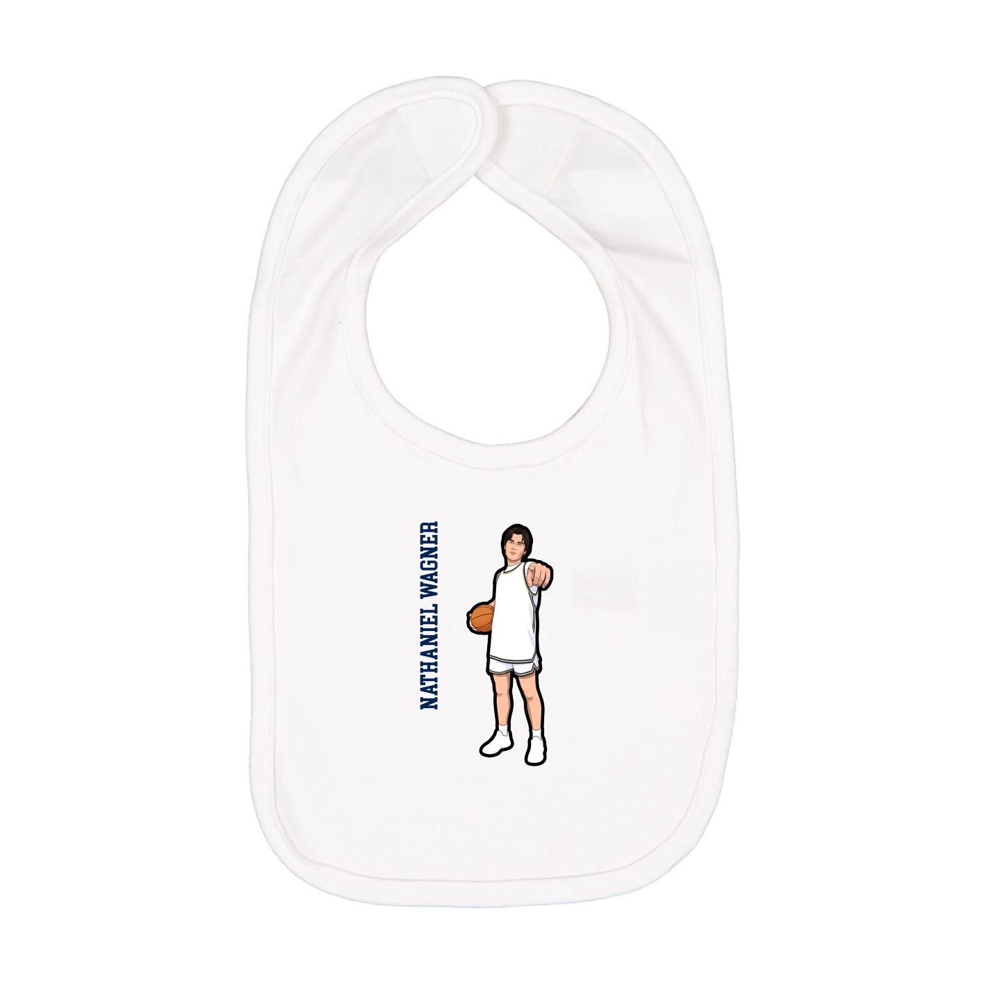 Infant Bib — Name Vertical in White