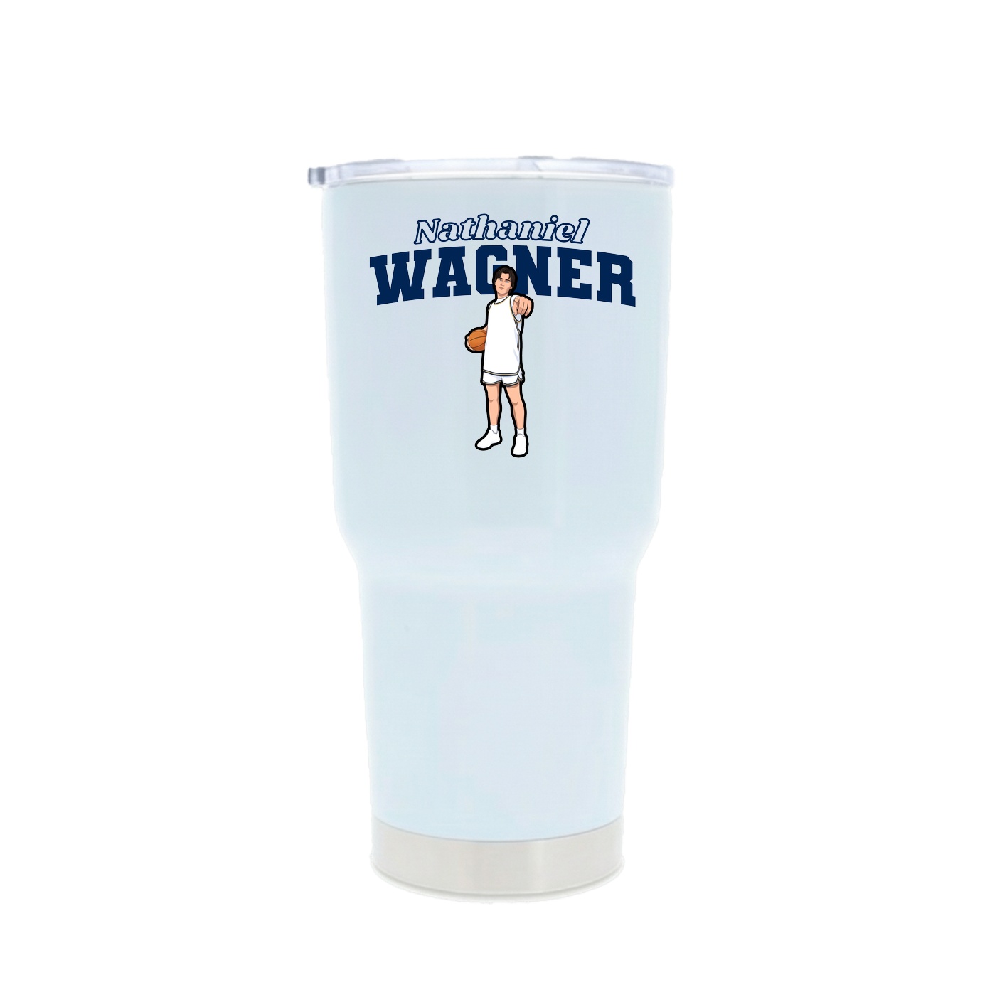 30oz Stainless Steel Tumbler — Name Arch in White