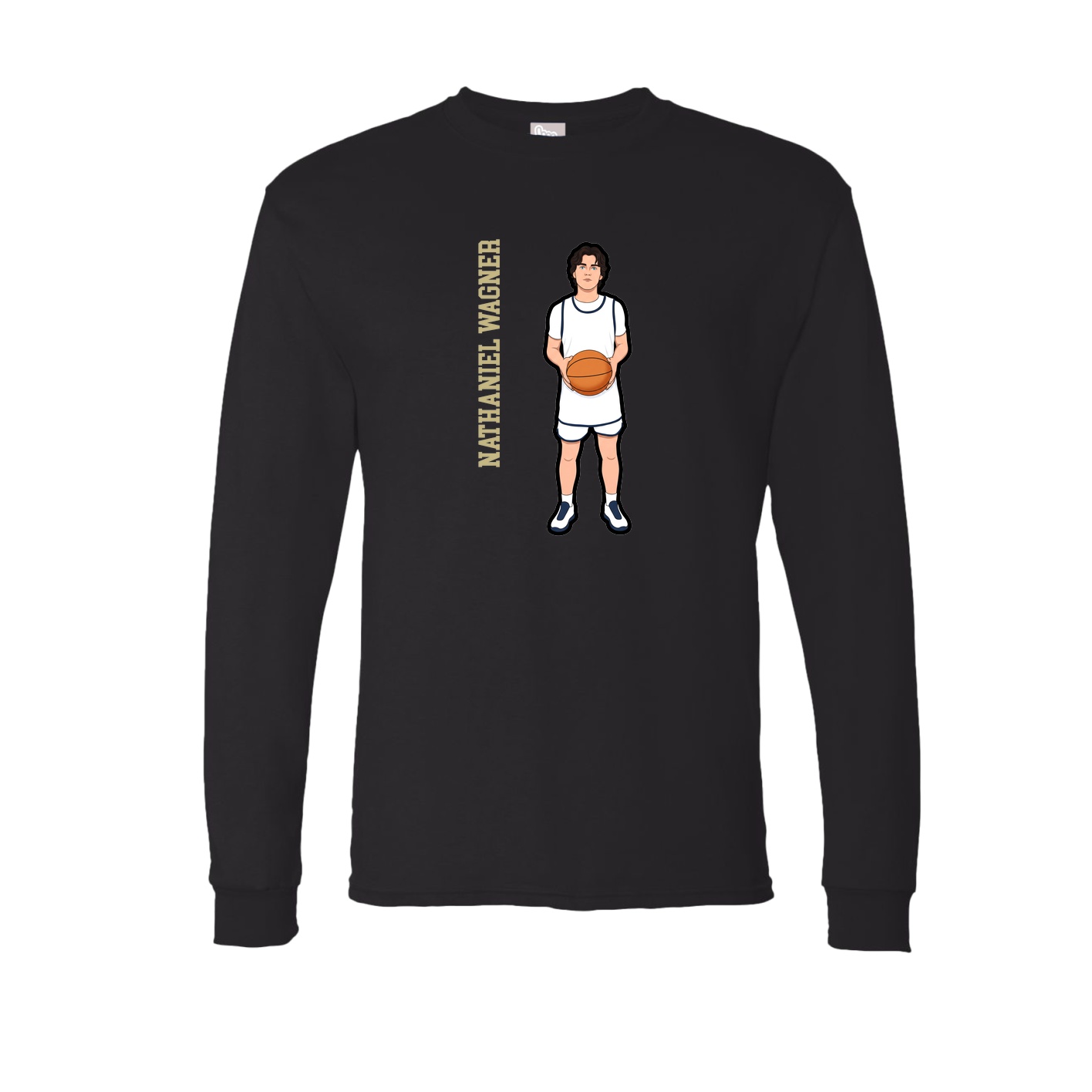 Long Sleeve Tee — Name Vertical in Black