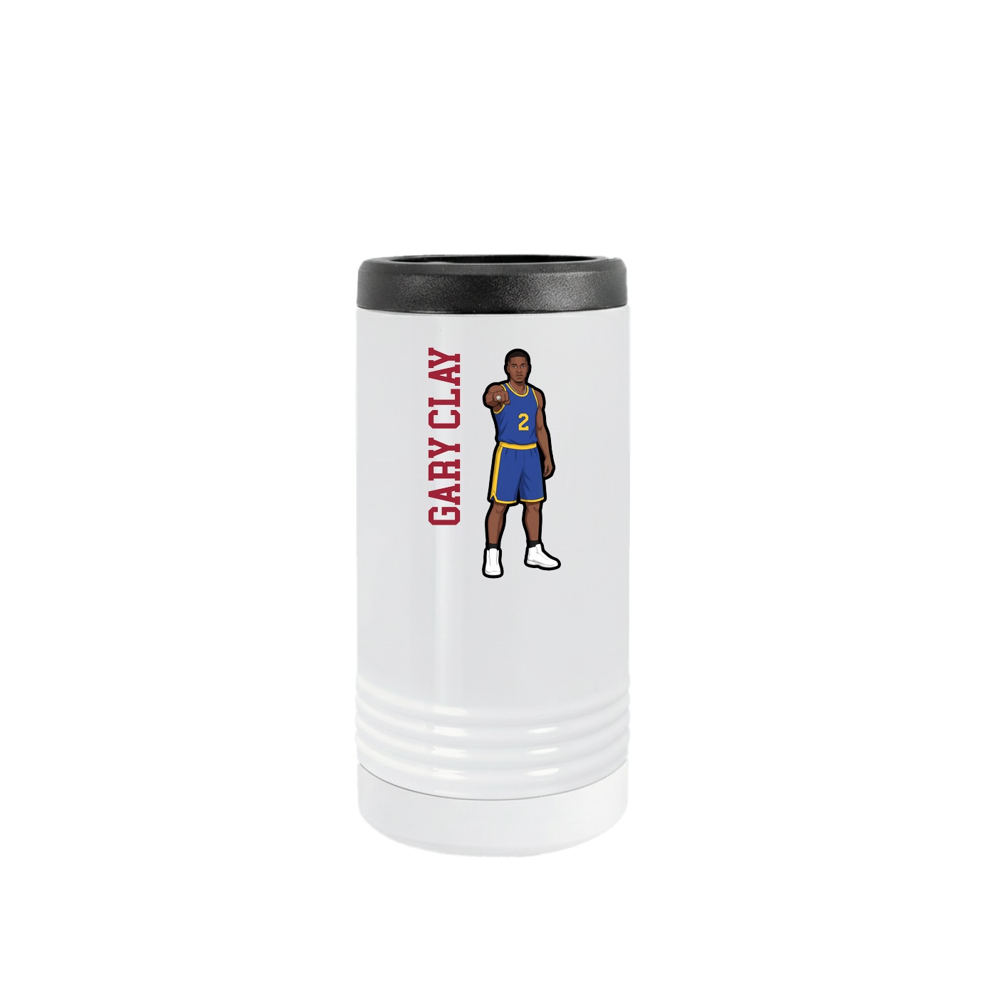 Slim Beverage Holder — Name Vertical in White